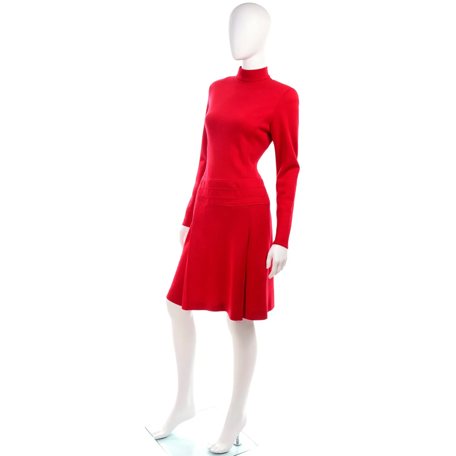 1990s State of Claude Montana Red Wool Knit Dress