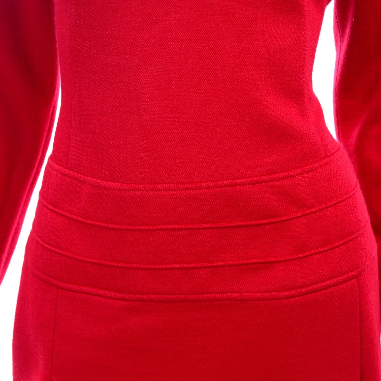 1990s State of Claude Montana Red Wool Knit Dress