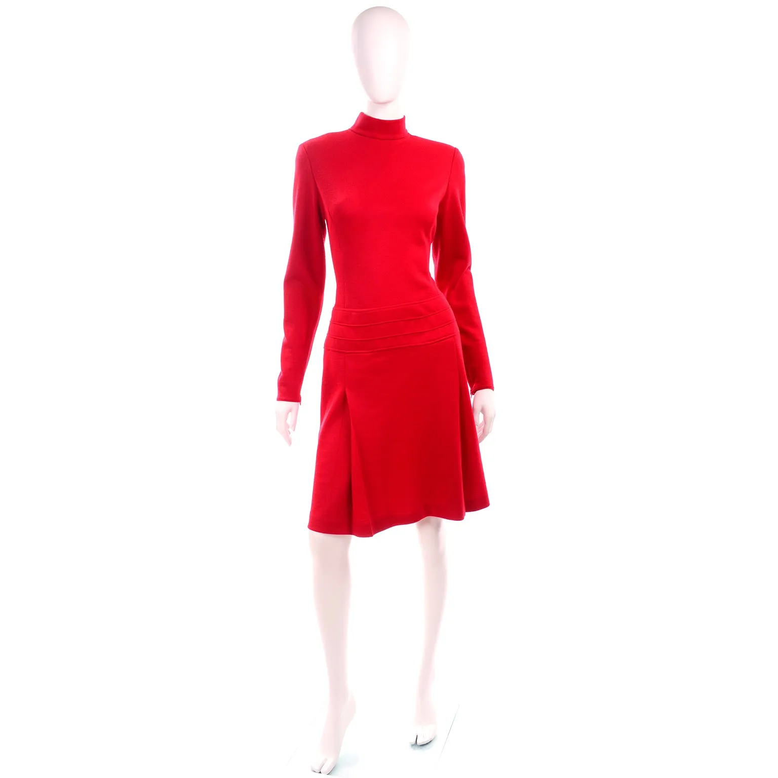 1990s State of Claude Montana Red Wool Knit Dress