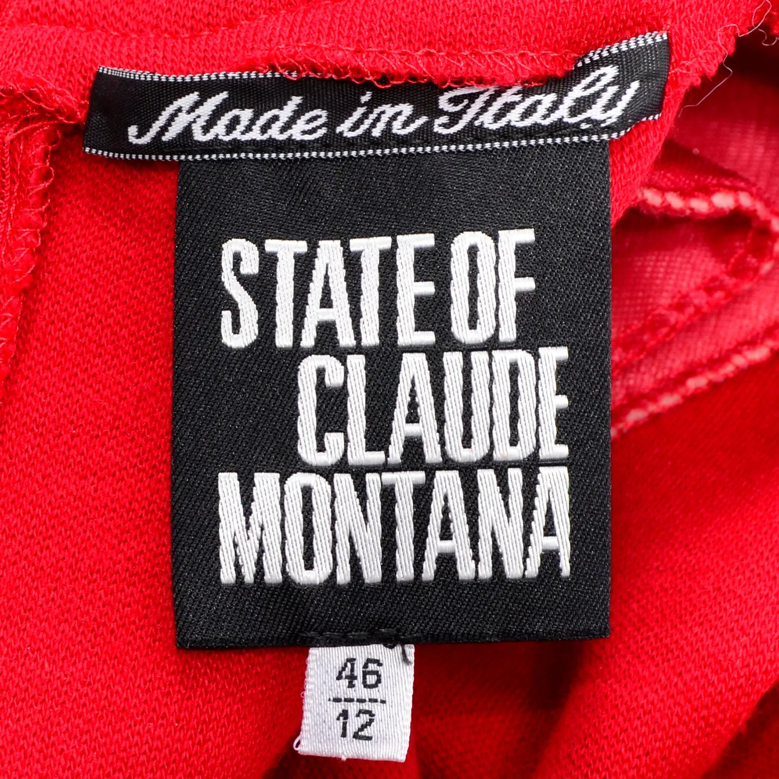 1990s State of Claude Montana Red Wool Knit Dress