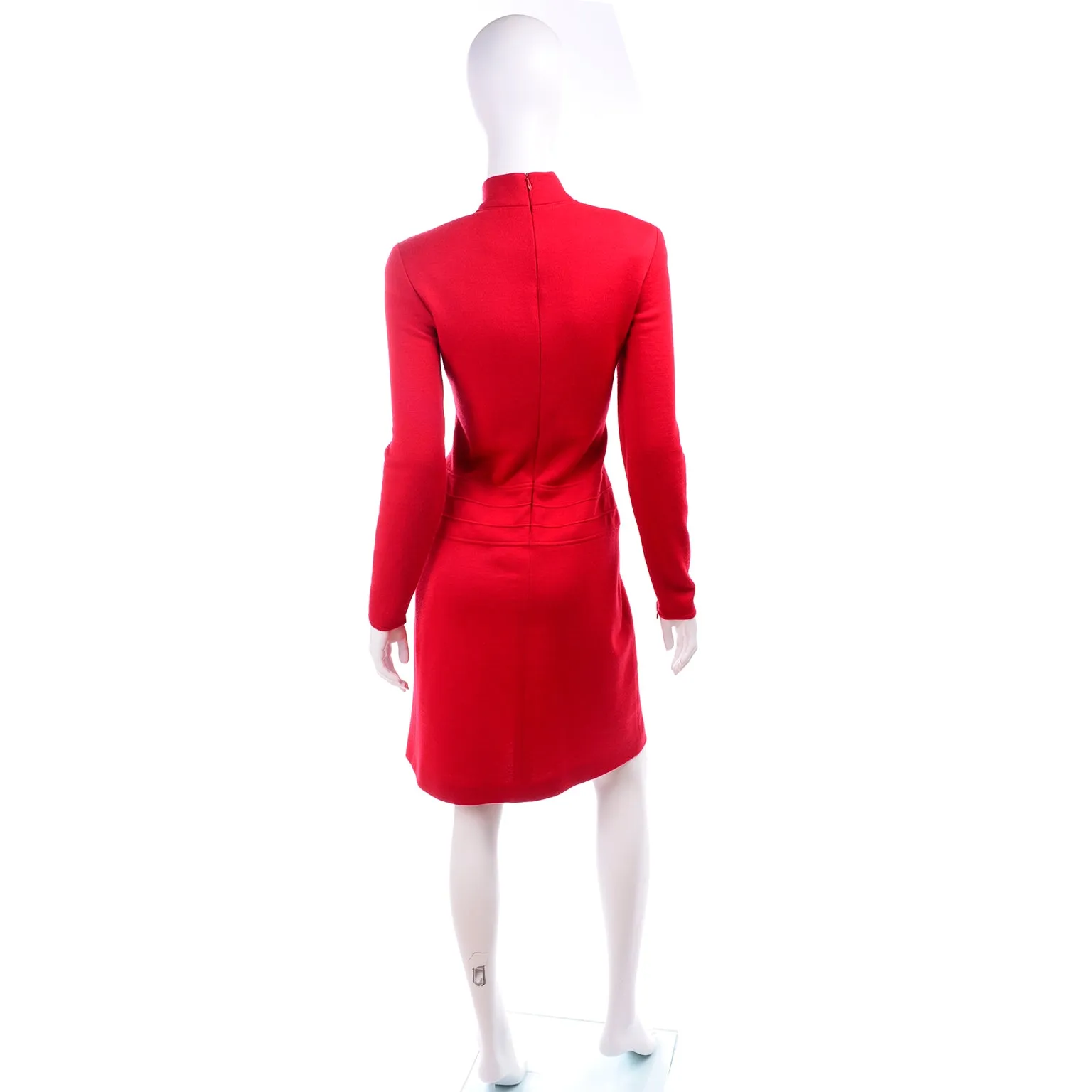 1990s State of Claude Montana Red Wool Knit Dress