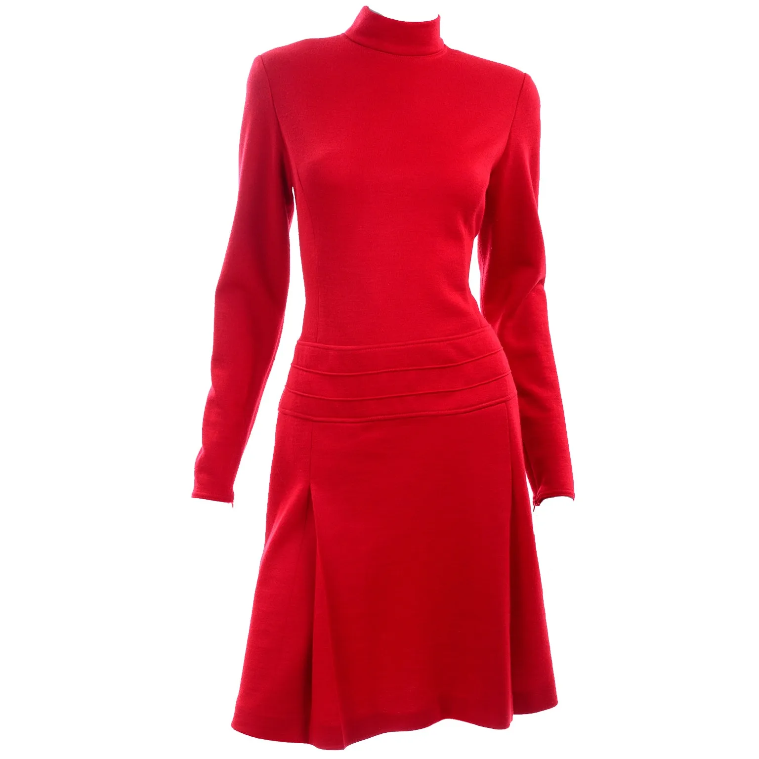 1990s State of Claude Montana Red Wool Knit Dress