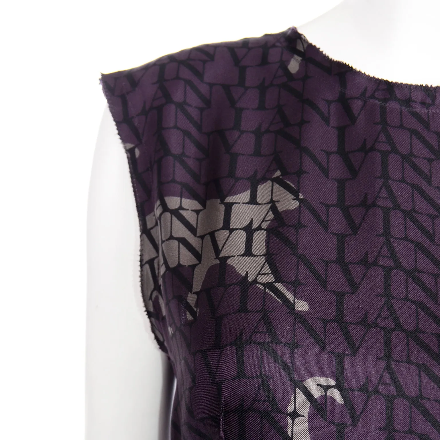 2011 Lanvin by Alber Elbaz Cat Print Logo Silk Dress