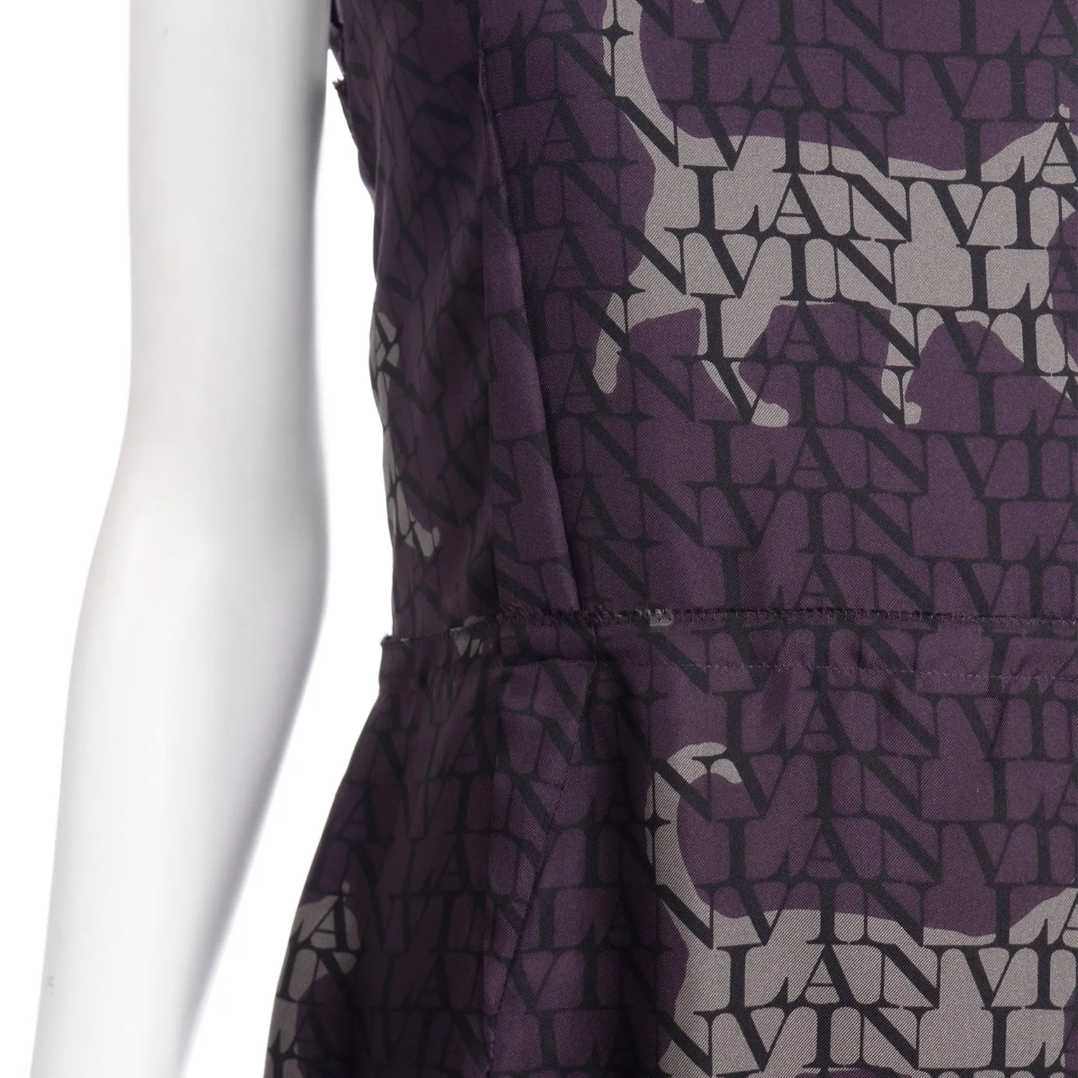 2011 Lanvin by Alber Elbaz Cat Print Logo Silk Dress