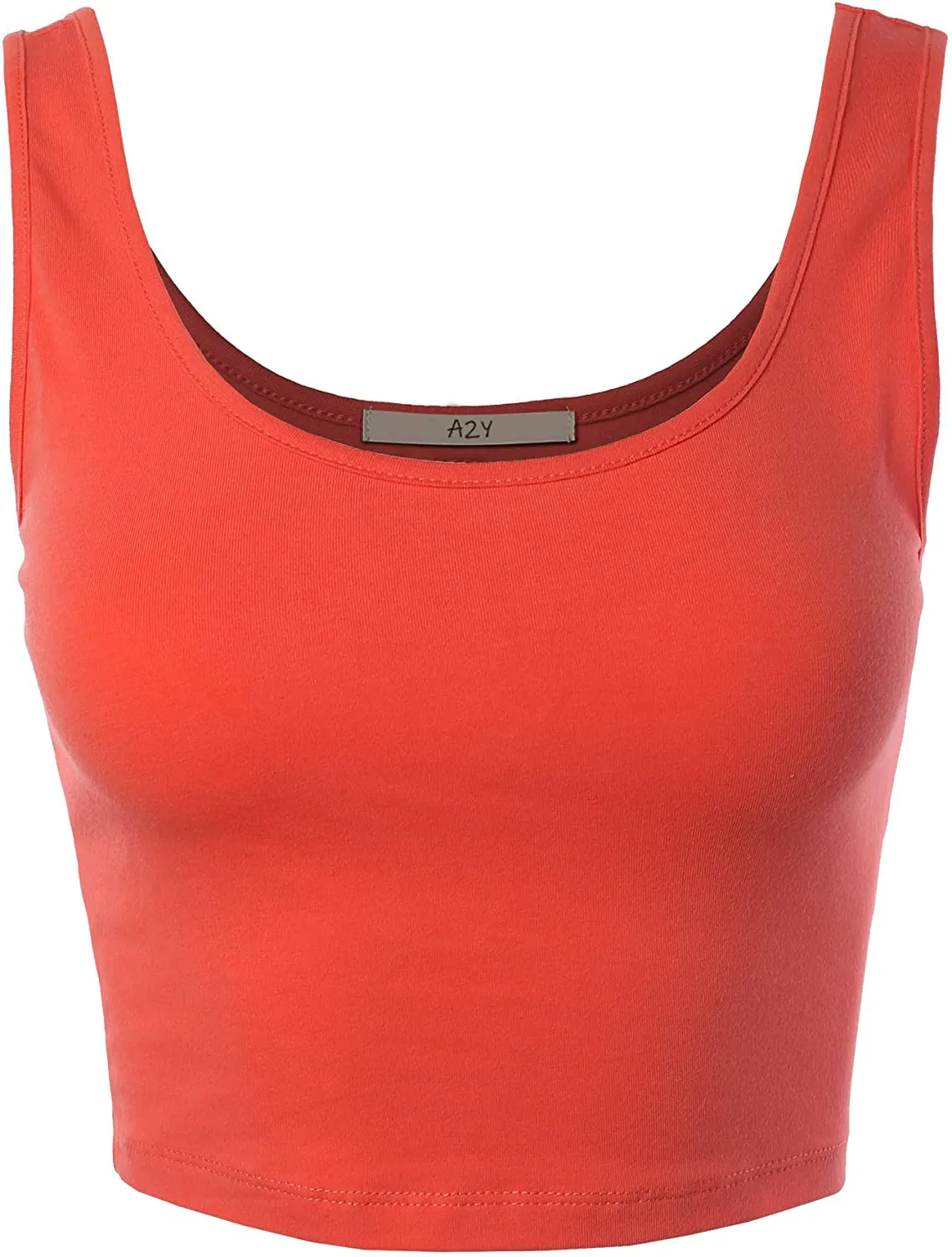 A2Y Women's Fitted Scoop Neck Sleeveless Crop Tank Top