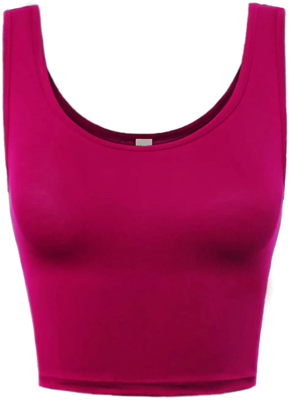 A2Y Women's Fitted Scoop Neck Sleeveless Crop Tank Top