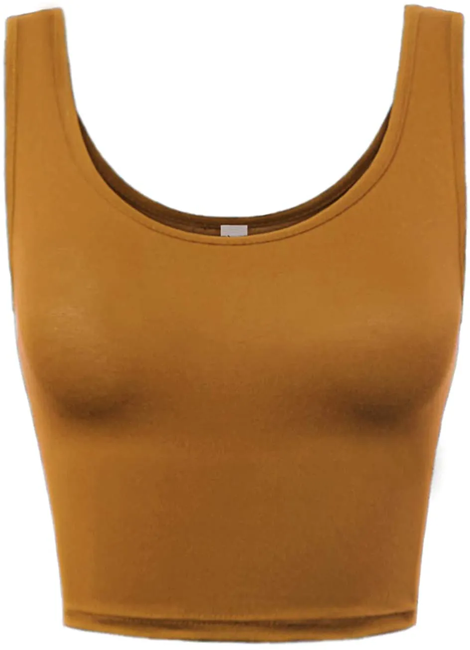 A2Y Women's Fitted Scoop Neck Sleeveless Crop Tank Top