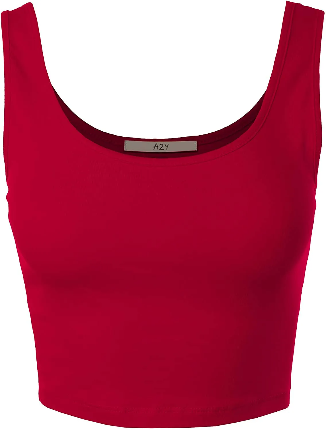 A2Y Women's Fitted Scoop Neck Sleeveless Crop Tank Top