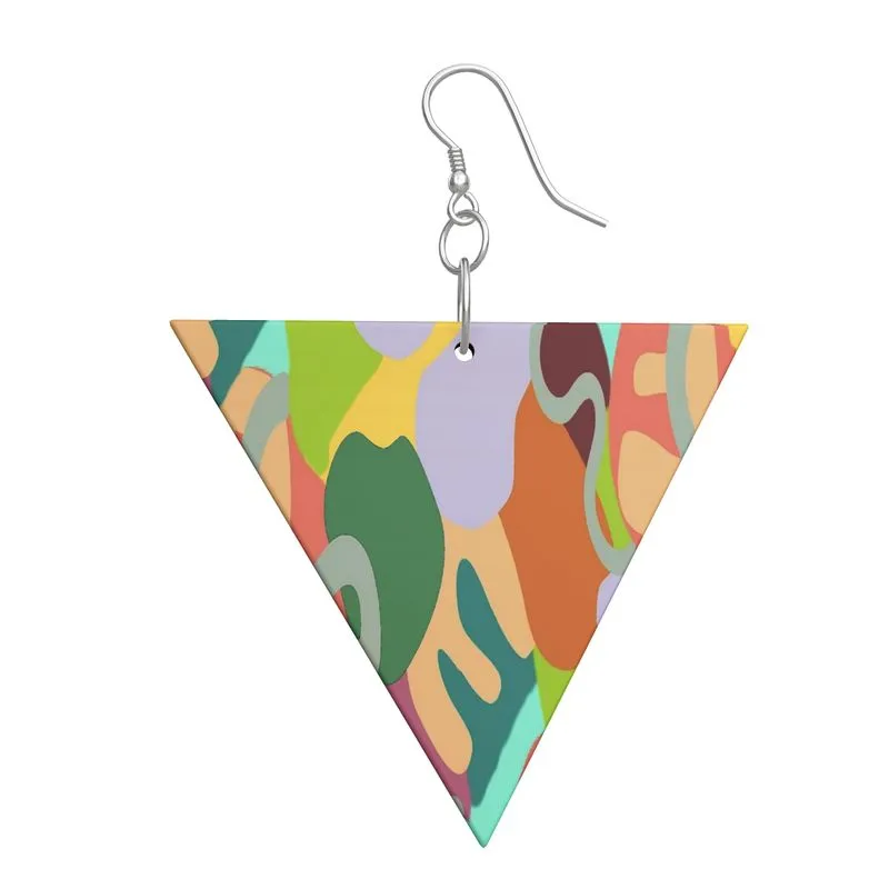 Abstract Wild Wooden Earrings: Geometric Shape