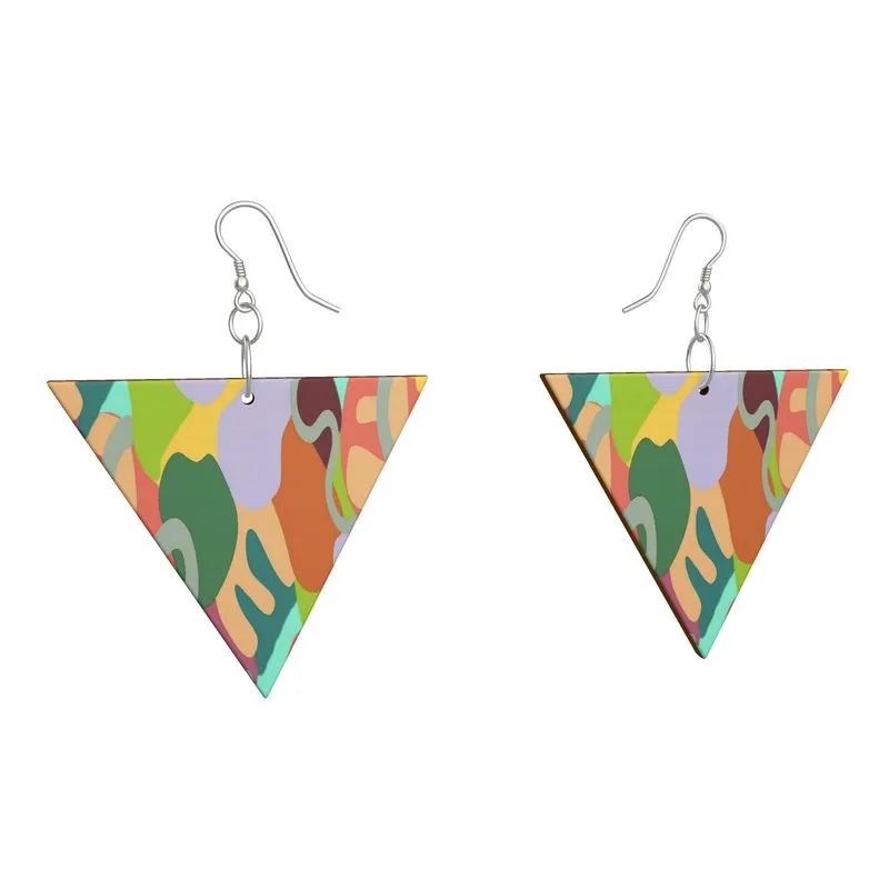 Abstract Wild Wooden Earrings: Geometric Shape