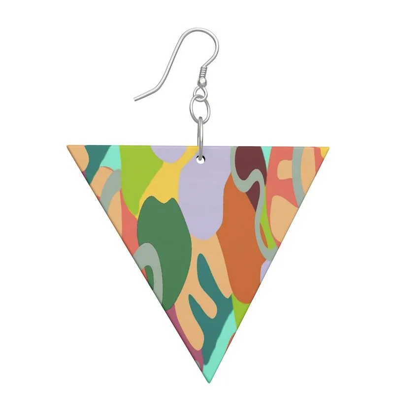 Abstract Wild Wooden Earrings: Geometric Shape