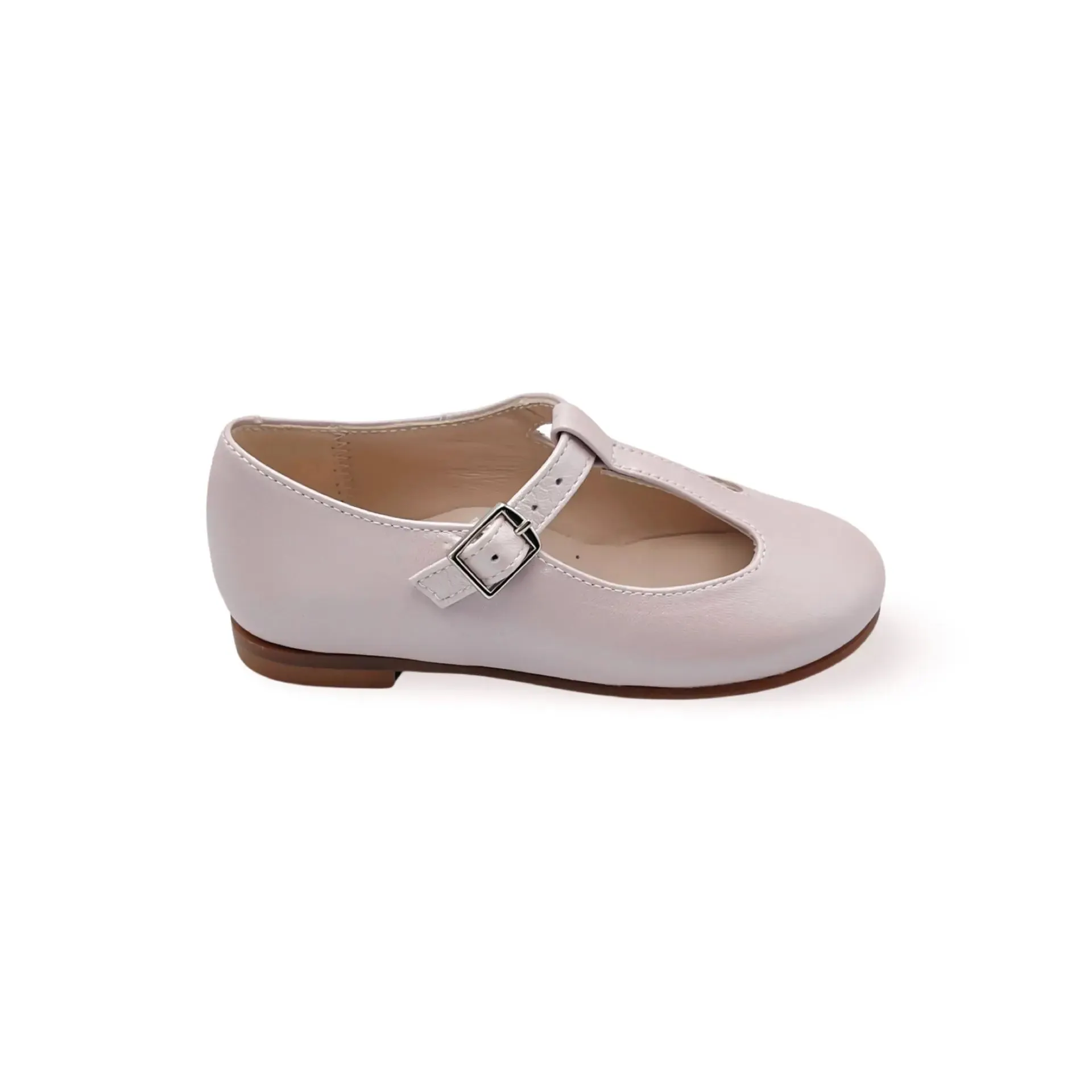 Adele- Light Pink T-Bar Leather Shoes