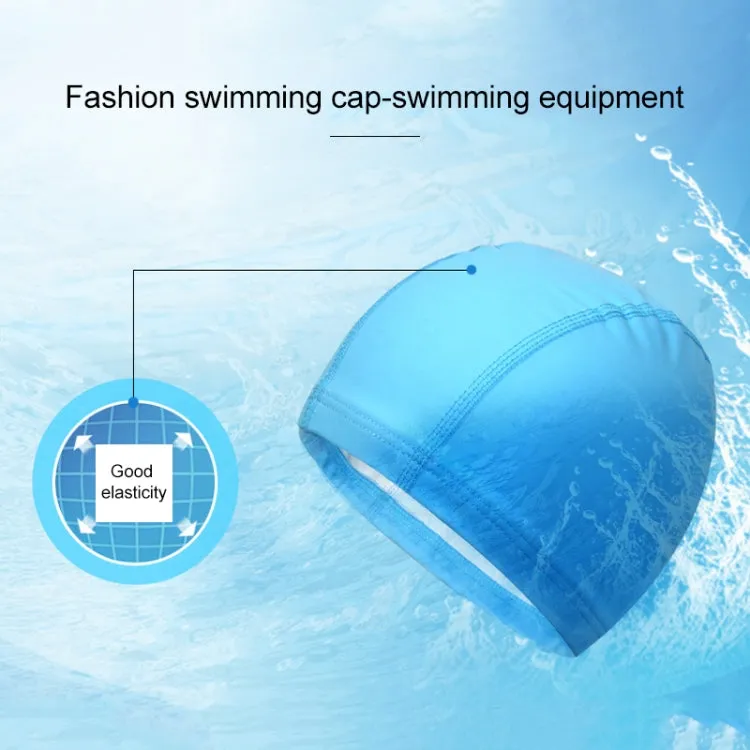 Adult Waterproof PU Coating Stretchy Swimming Cap Keep Long Hair Dry Ear Protection Swim Cap (Blue)