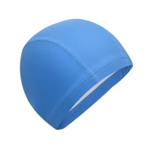 Adult Waterproof PU Coating Stretchy Swimming Cap Keep Long Hair Dry Ear Protection Swim Cap (Blue)