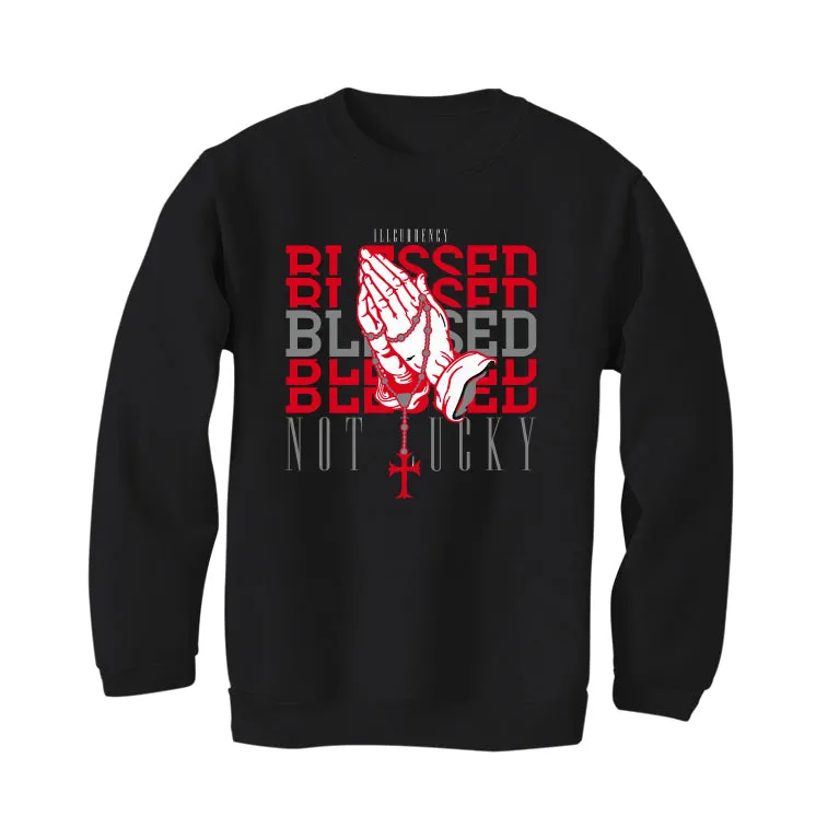 AIR JORDAN 4 “BRED REIMAGINED” 2024 | ILLCURRENCY Black T-Shirt (Blessed not lucky)