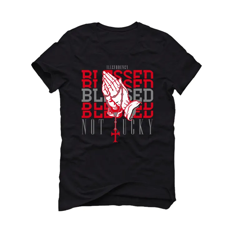 AIR JORDAN 4 “BRED REIMAGINED” 2024 | ILLCURRENCY Black T-Shirt (Blessed not lucky)