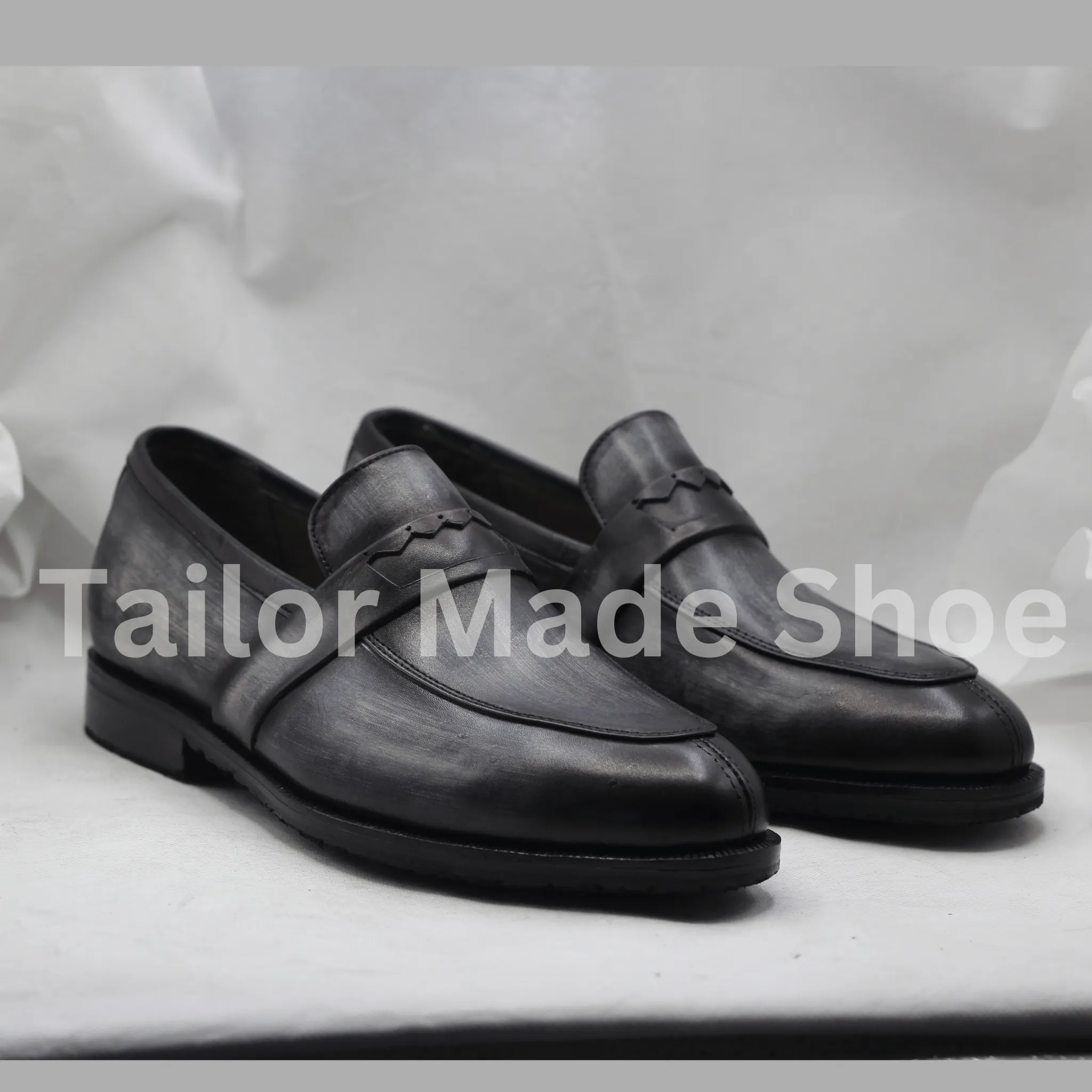 Artisan-Made Black Leather Shoes - Timeless Slip-On Style - Classic Formal Style Bespoke Handmade Premium Quality Shoes Loafers Men's Shoes