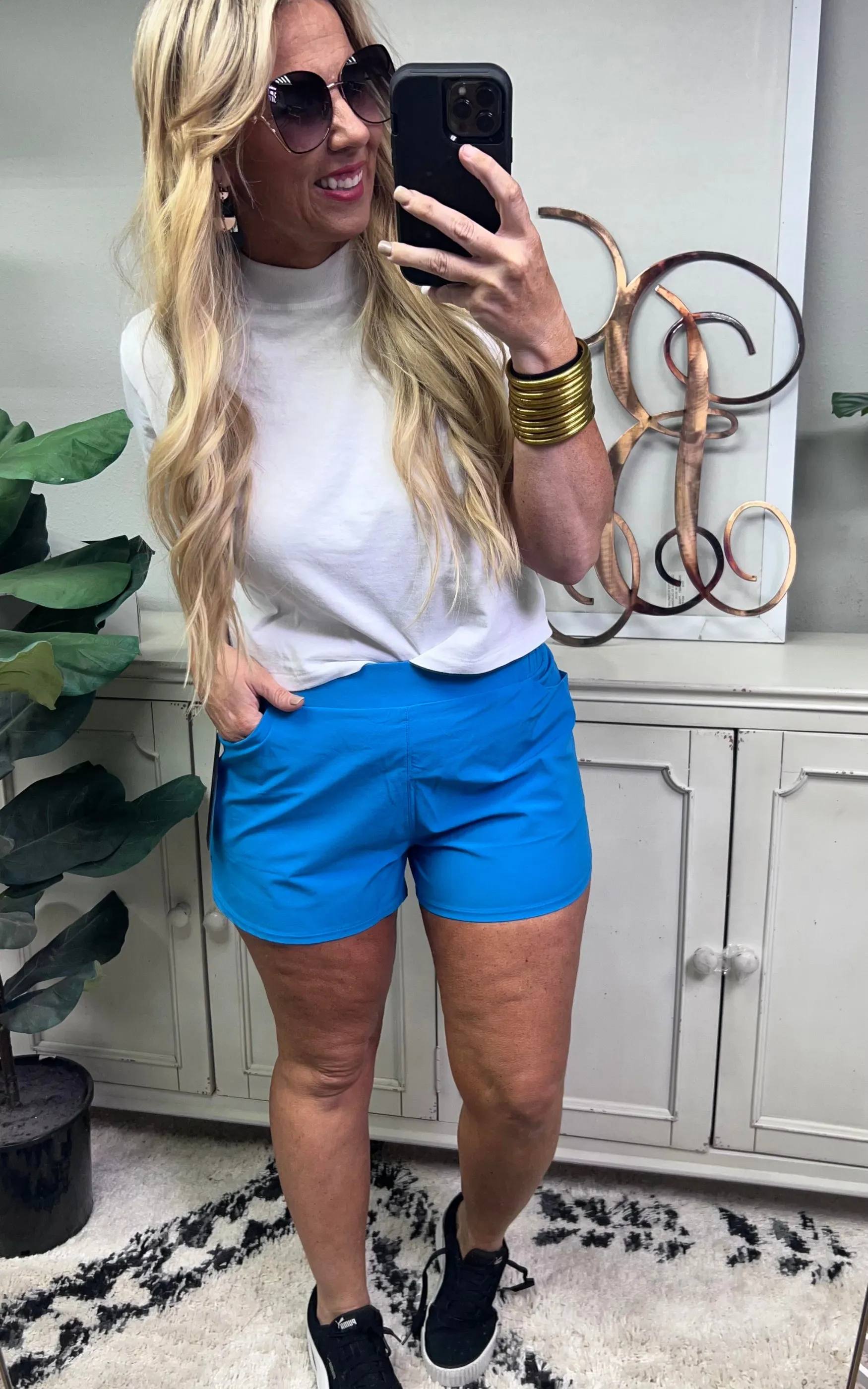 Athleisure Shorts with Curved Hemline By Mono B - Final Sale