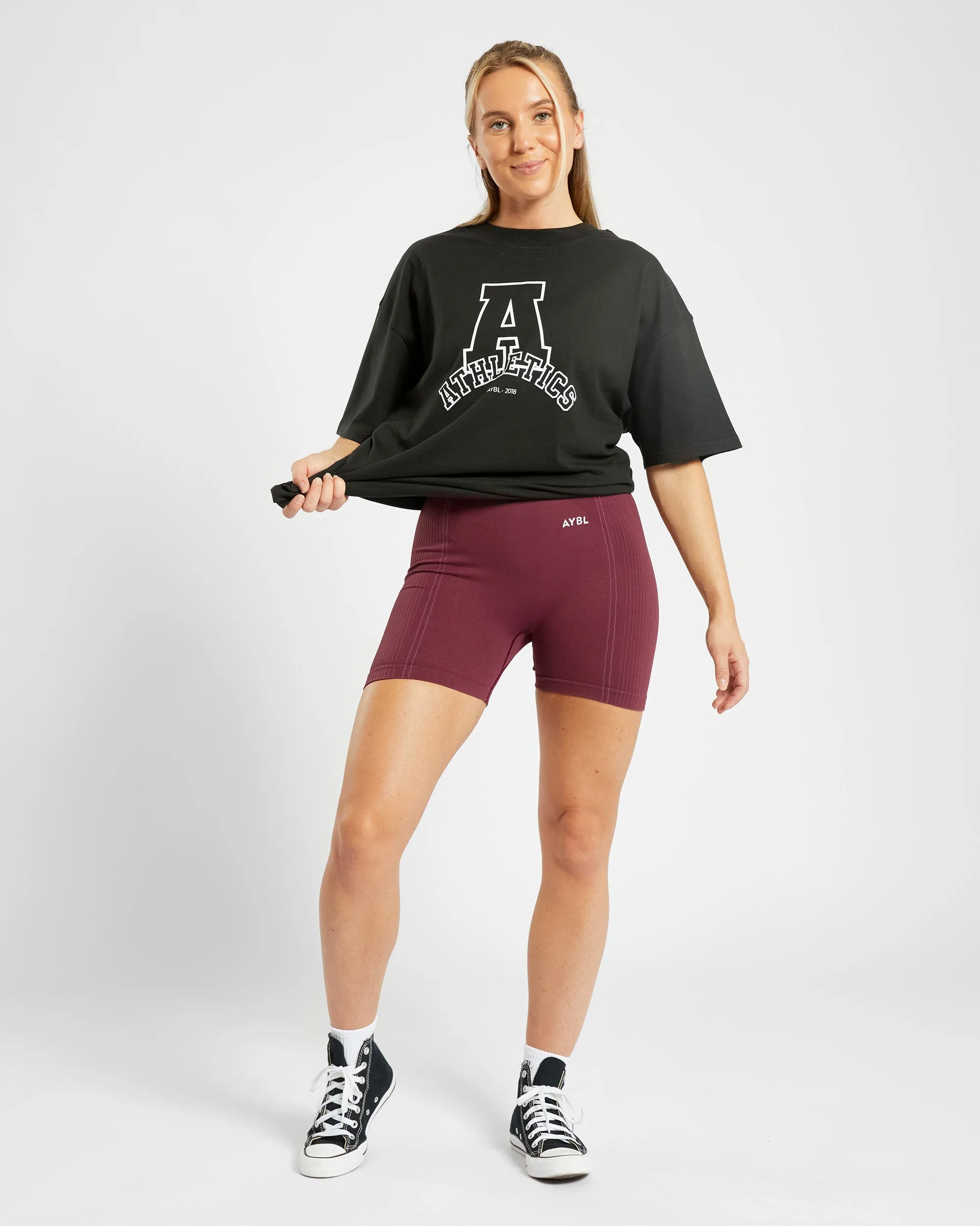 Athletics Varsity Oversized T Shirt - Black