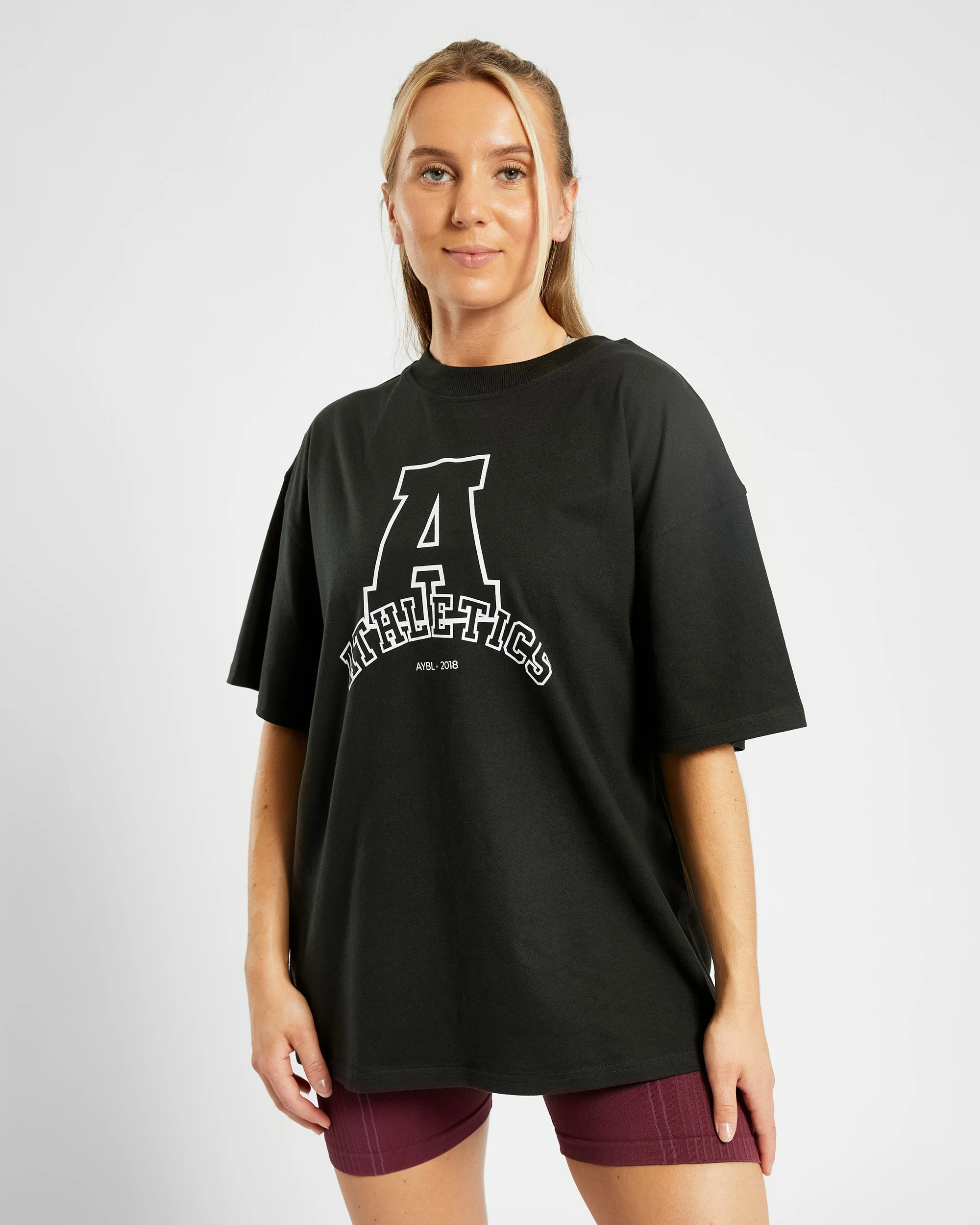 Athletics Varsity Oversized T Shirt - Black