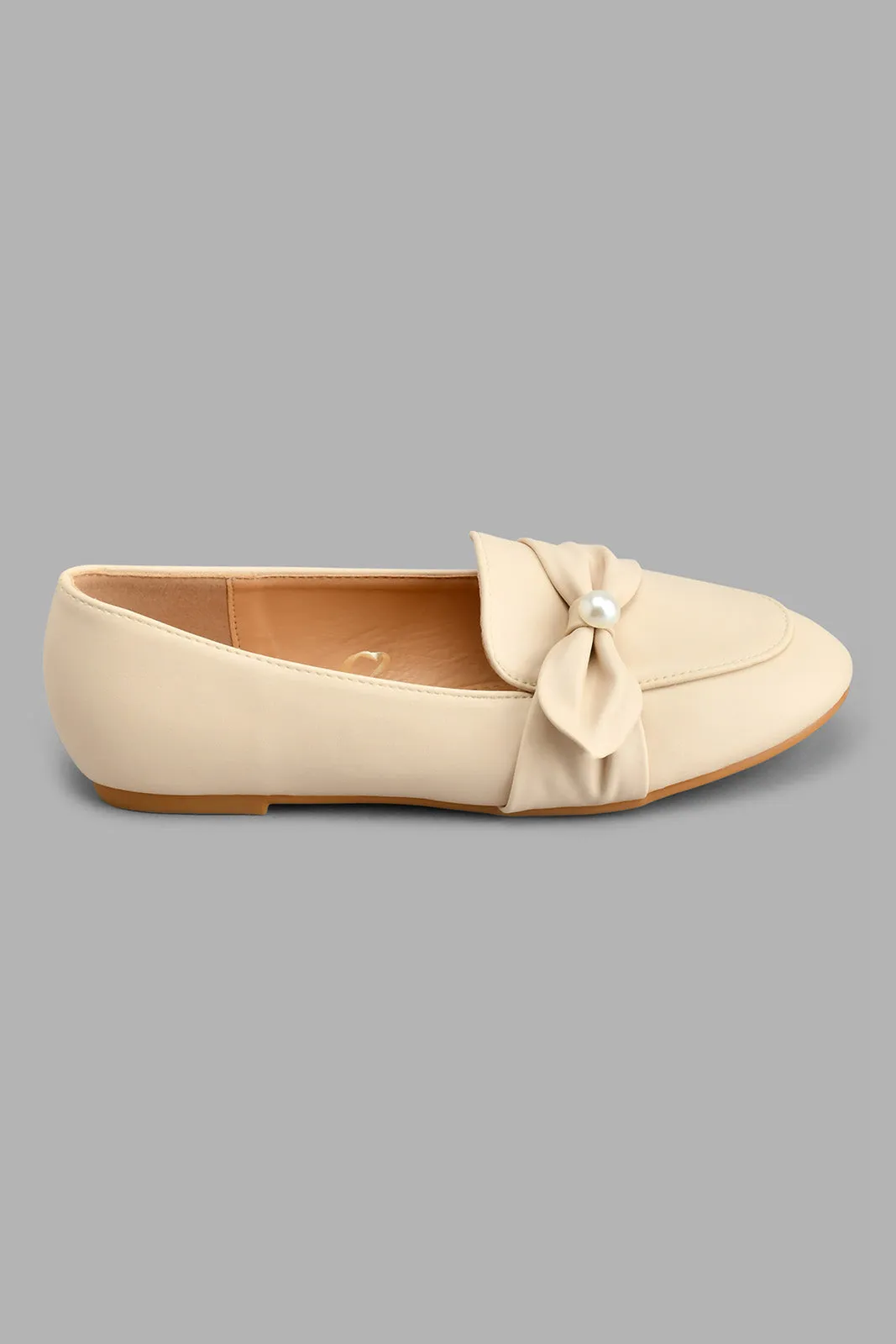 Beige Knotted Trim Ballerina