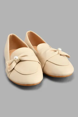 Beige Knotted Trim Ballerina