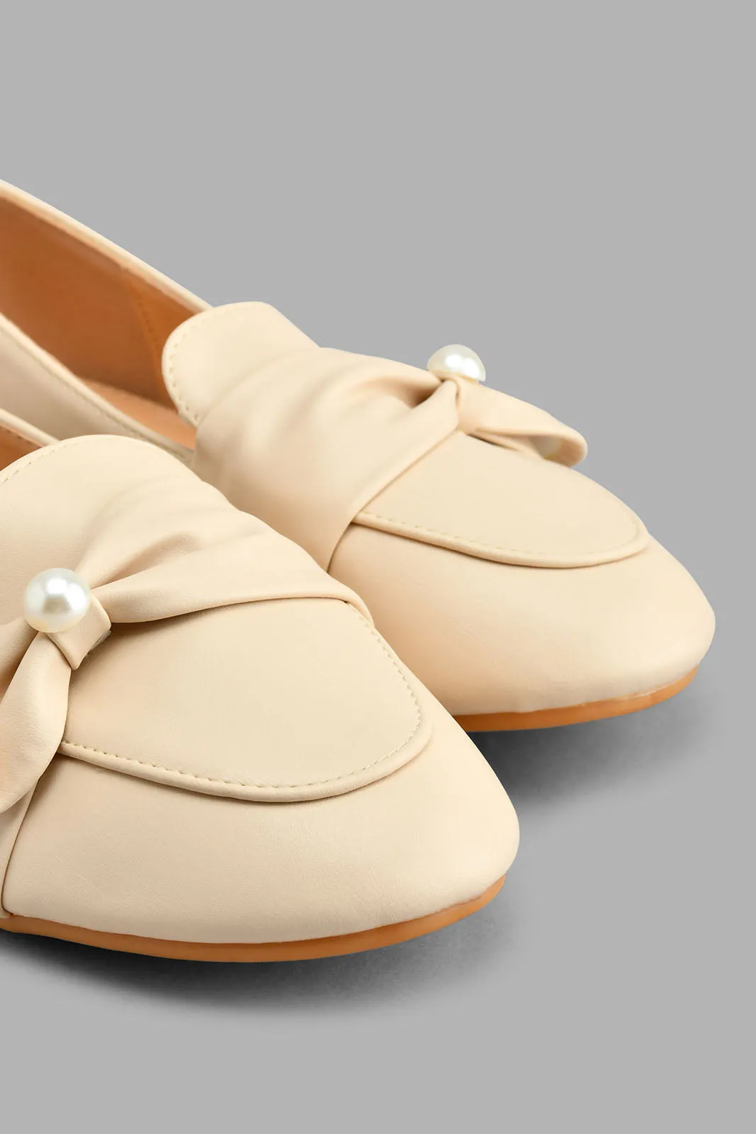 Beige Knotted Trim Ballerina