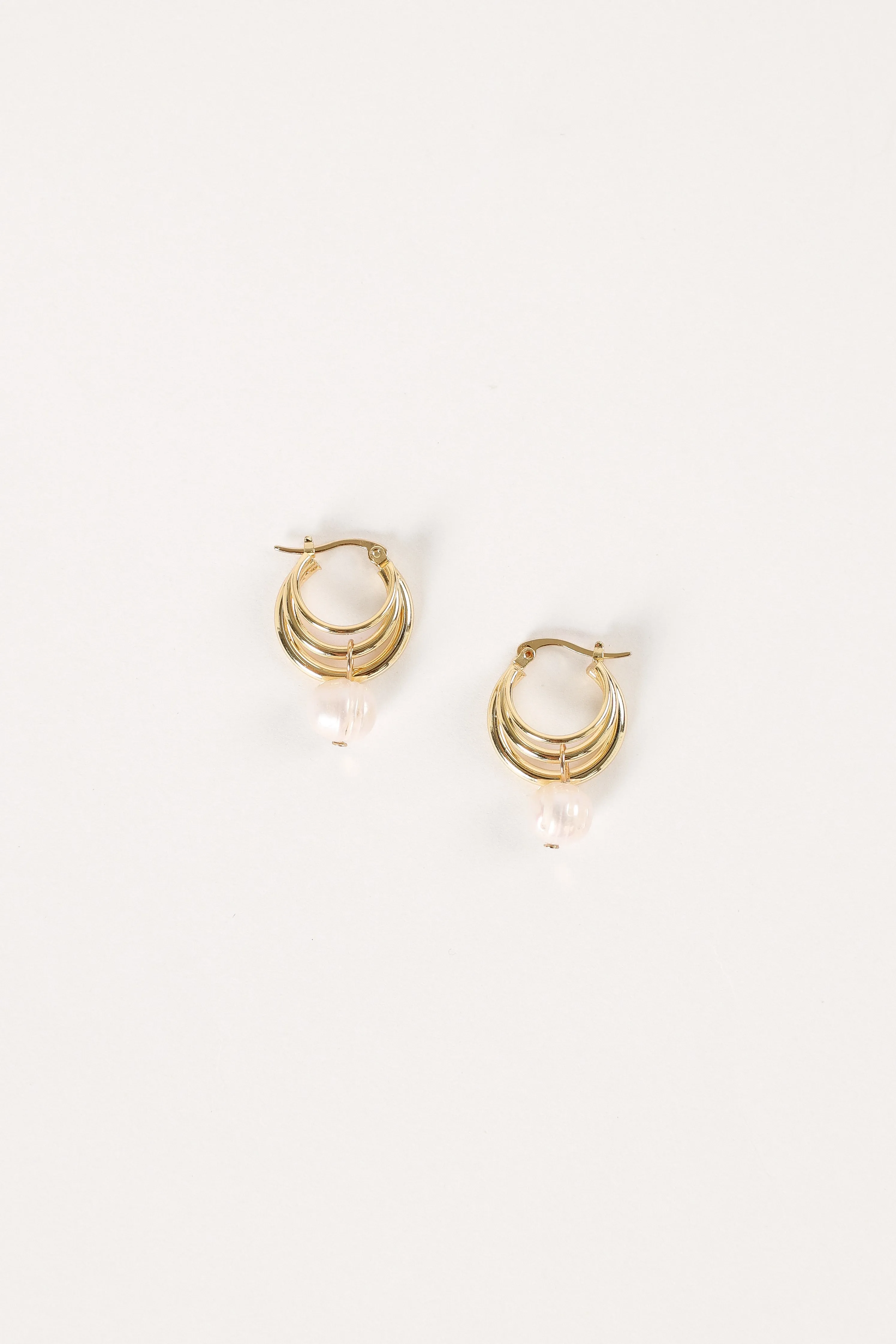 Bernyce Hoop Pear Earrings - Gold