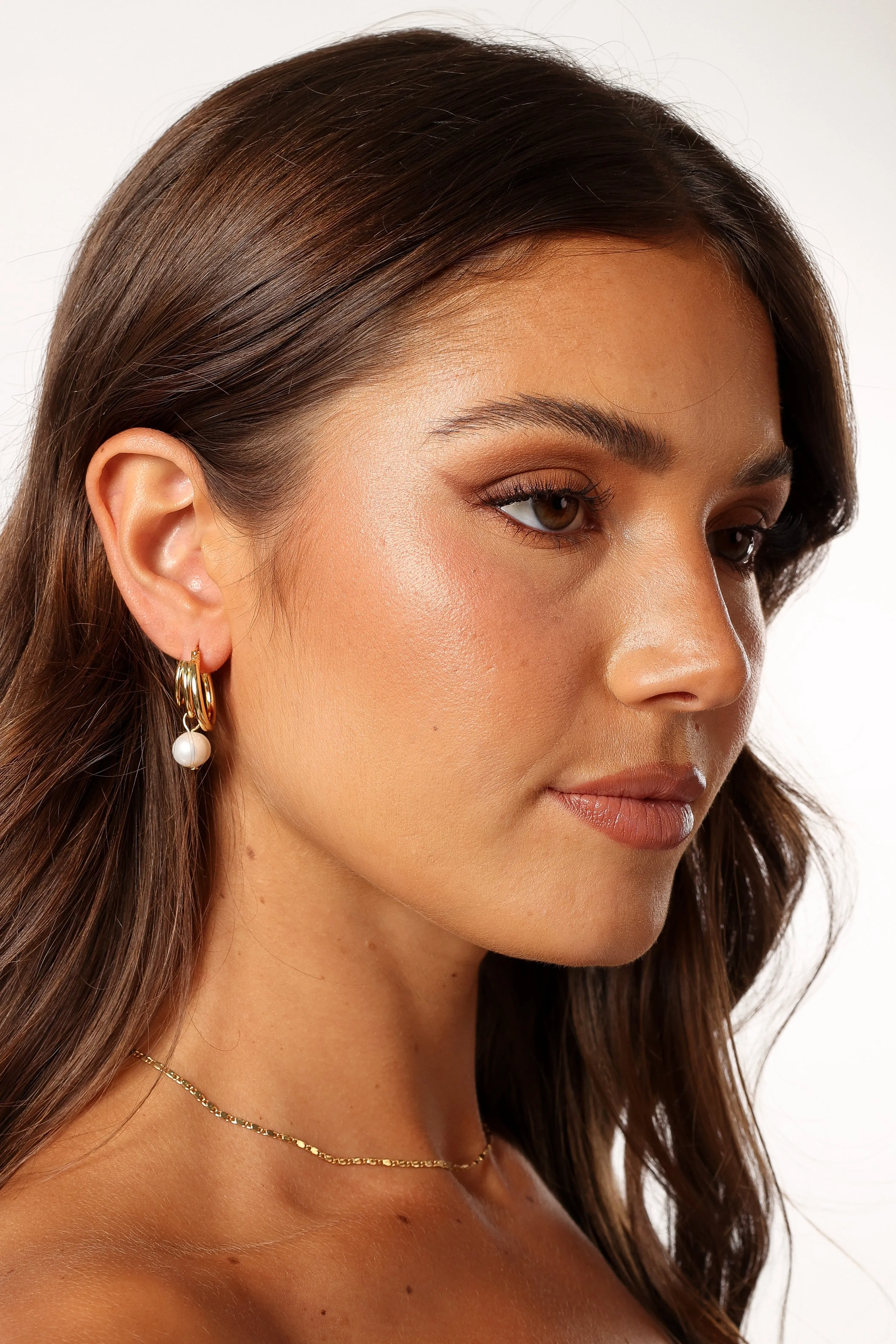 Bernyce Hoop Pear Earrings - Gold