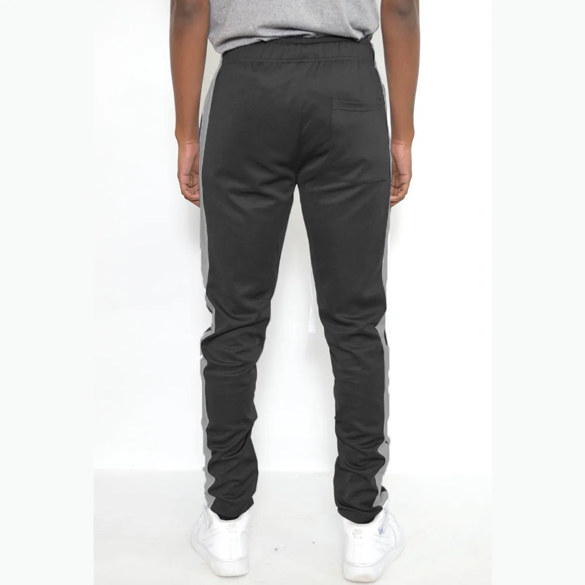 Black & Grey Slim Fit Track Pants