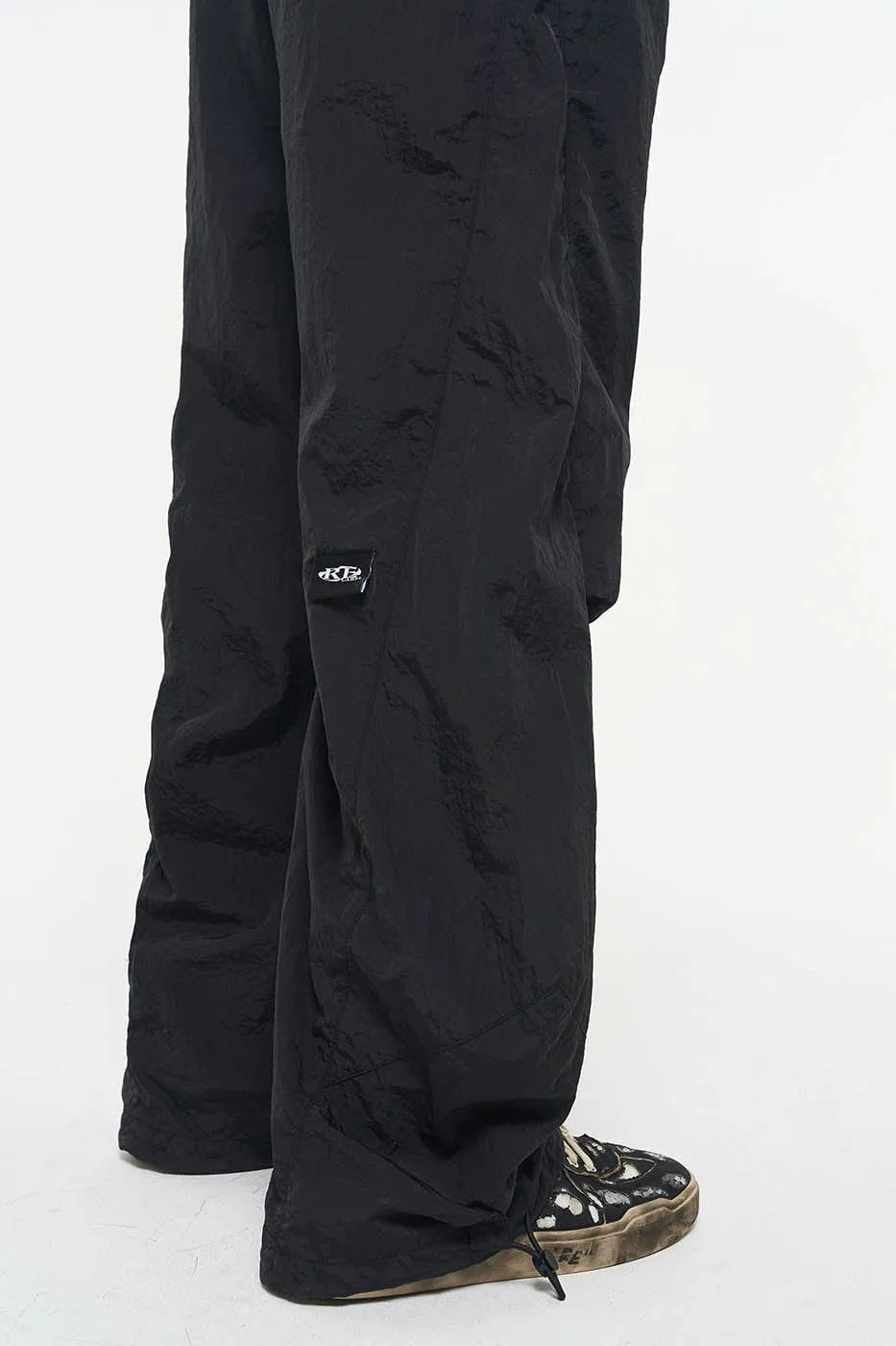 Black Nylon Track Pants