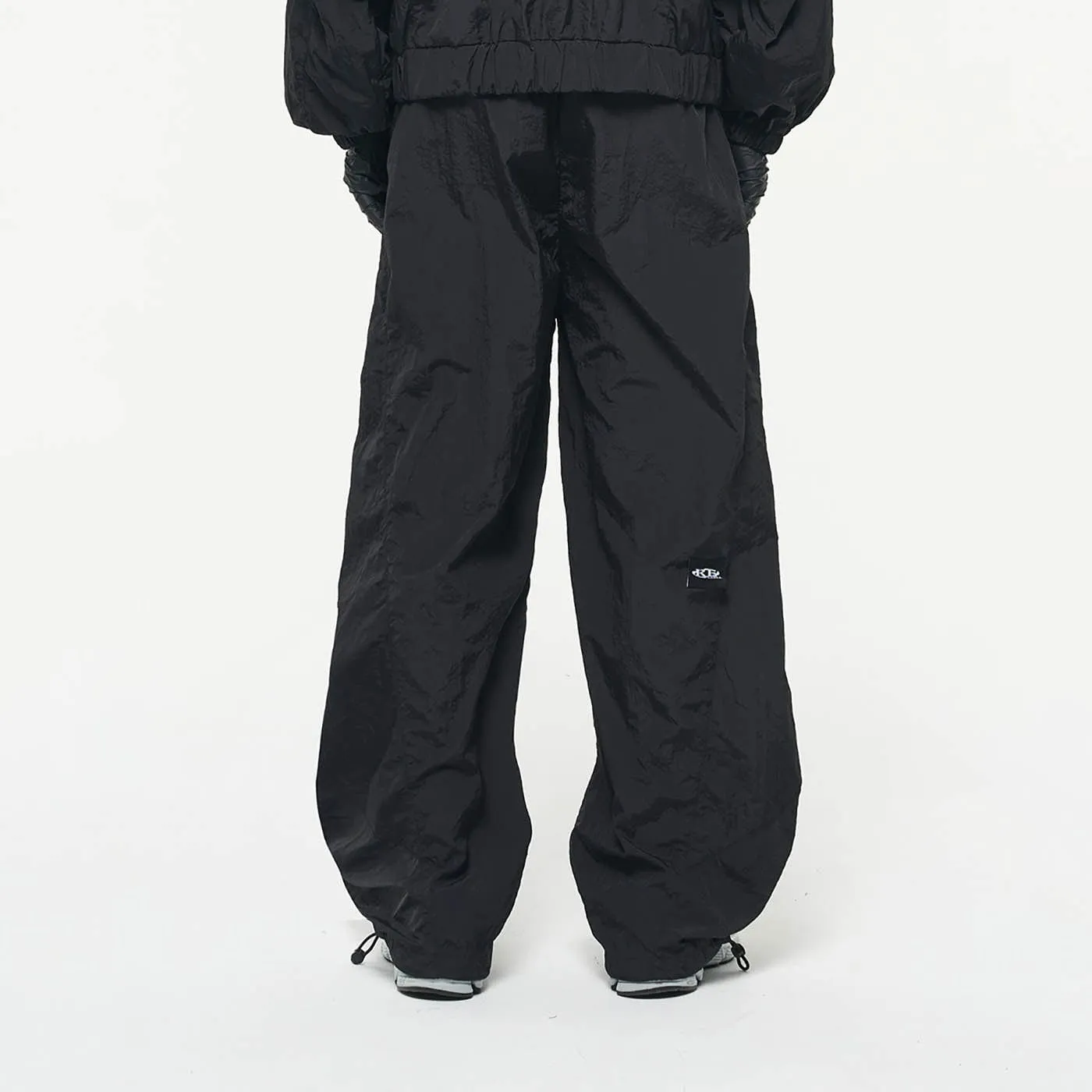 Black Nylon Track Pants