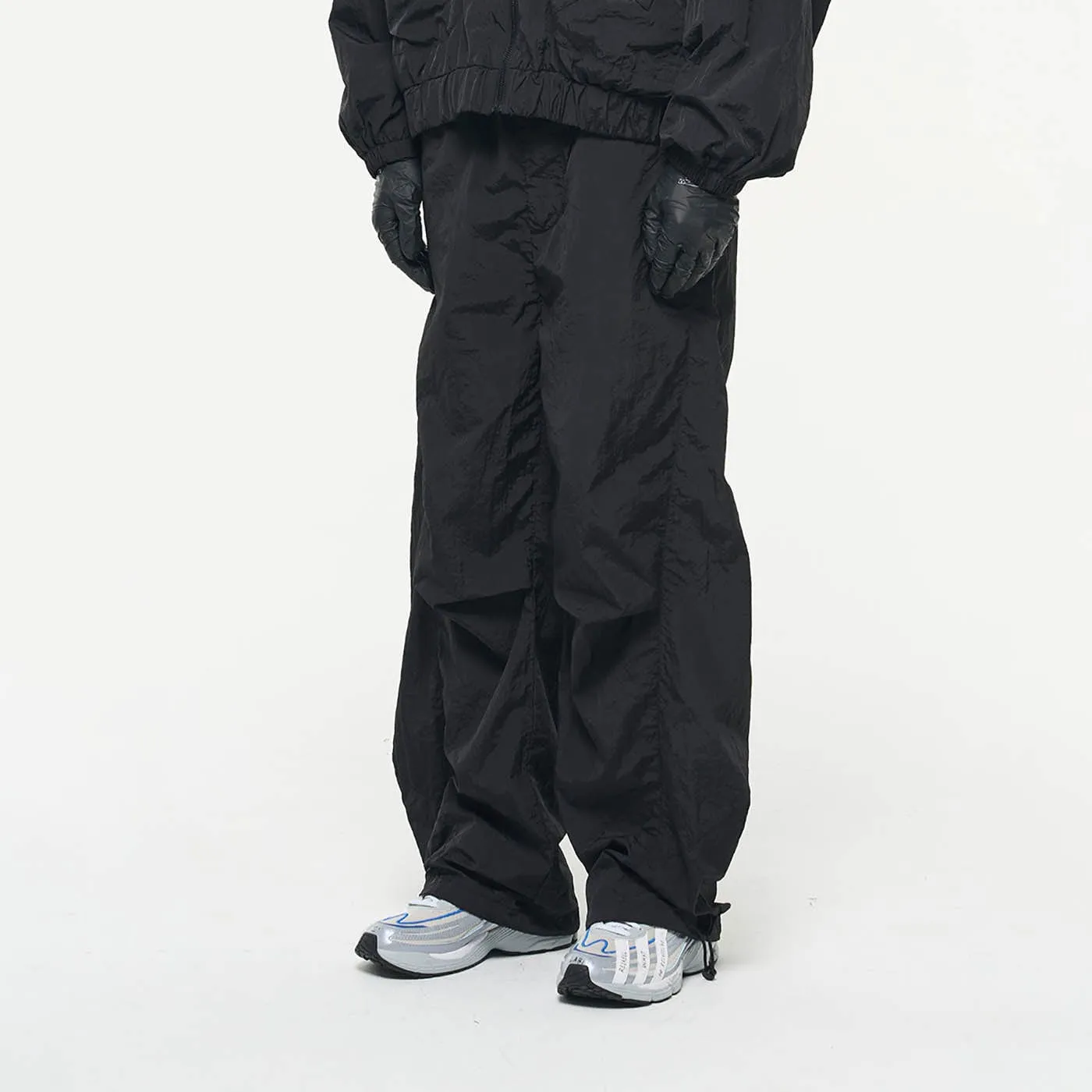 Black Nylon Track Pants