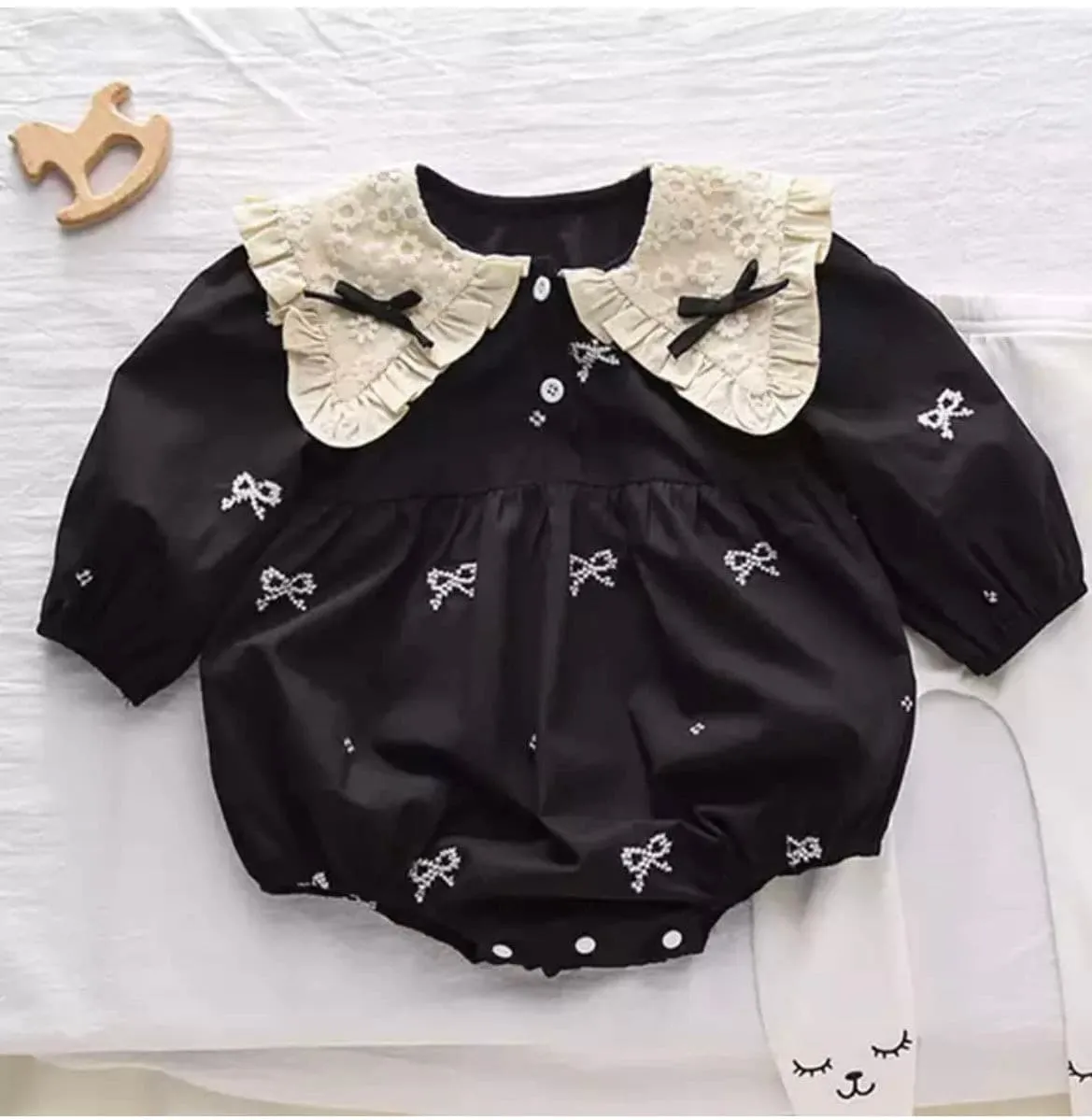 Black Peter Pan Collar Romper