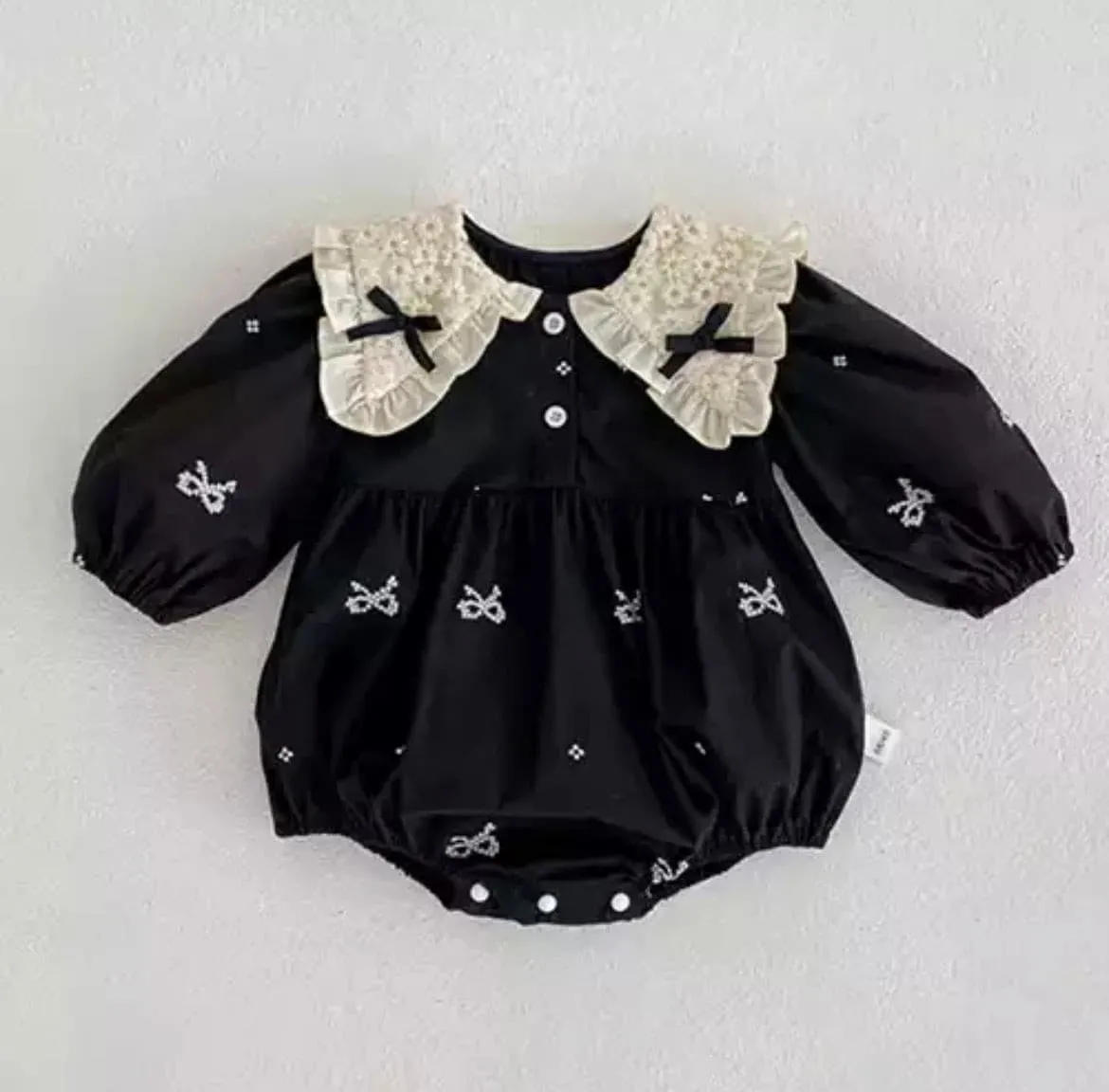 Black Peter Pan Collar Romper