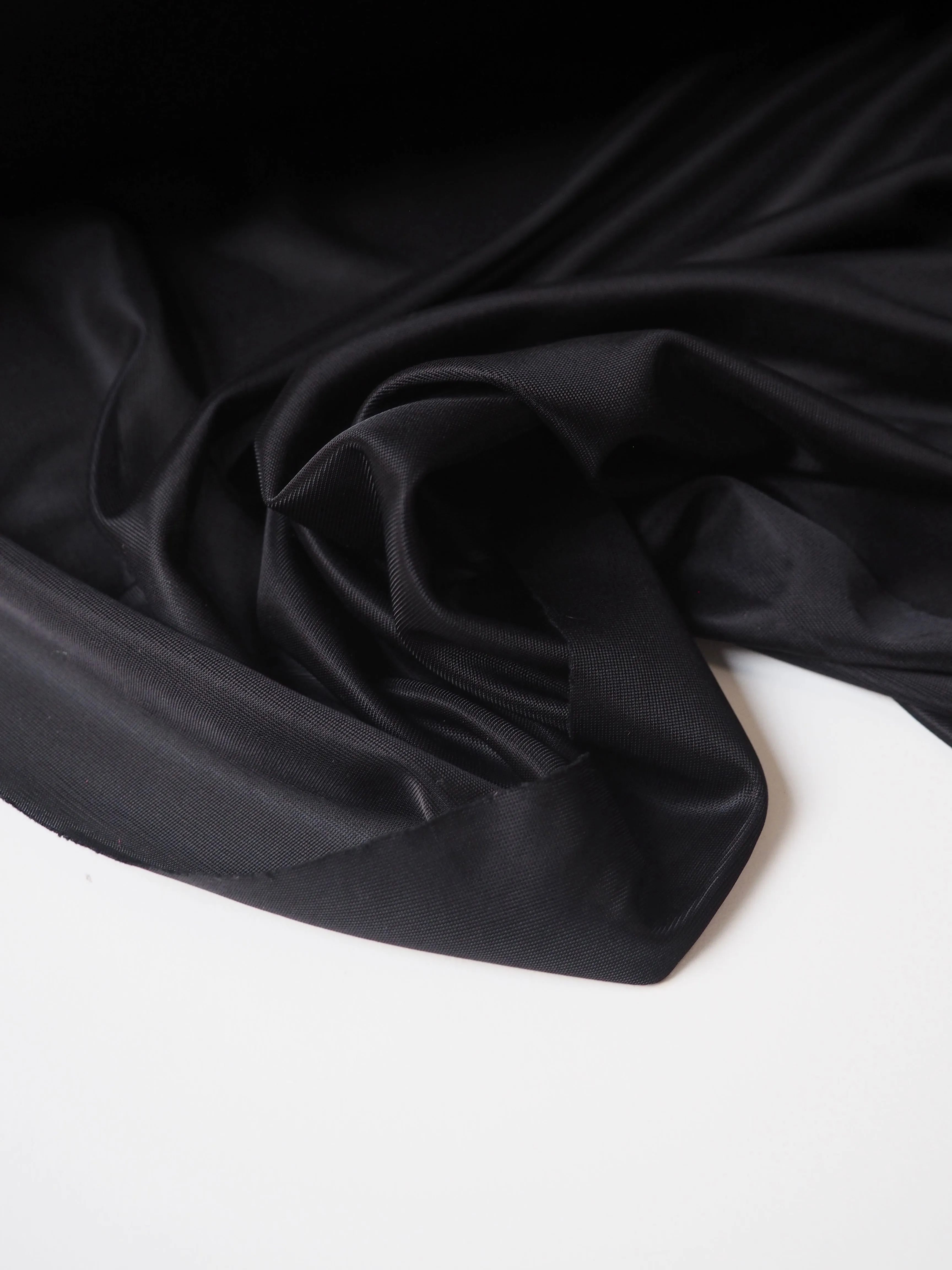 Black Satin Light Interlock Jersey