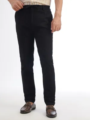 Black Striped Regular Fit Track Pant | JadeBlue