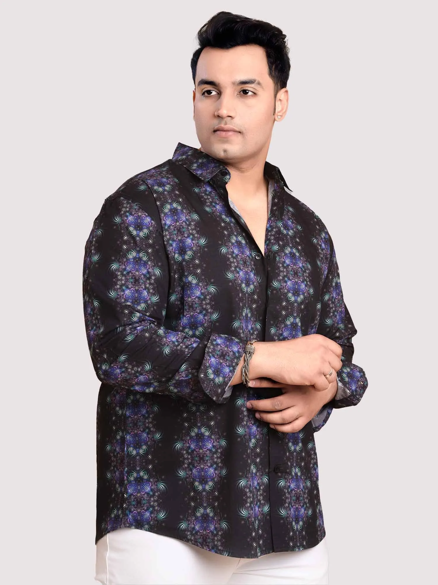 Blushing Flower Printed Full Sleeve Men's Plus Size