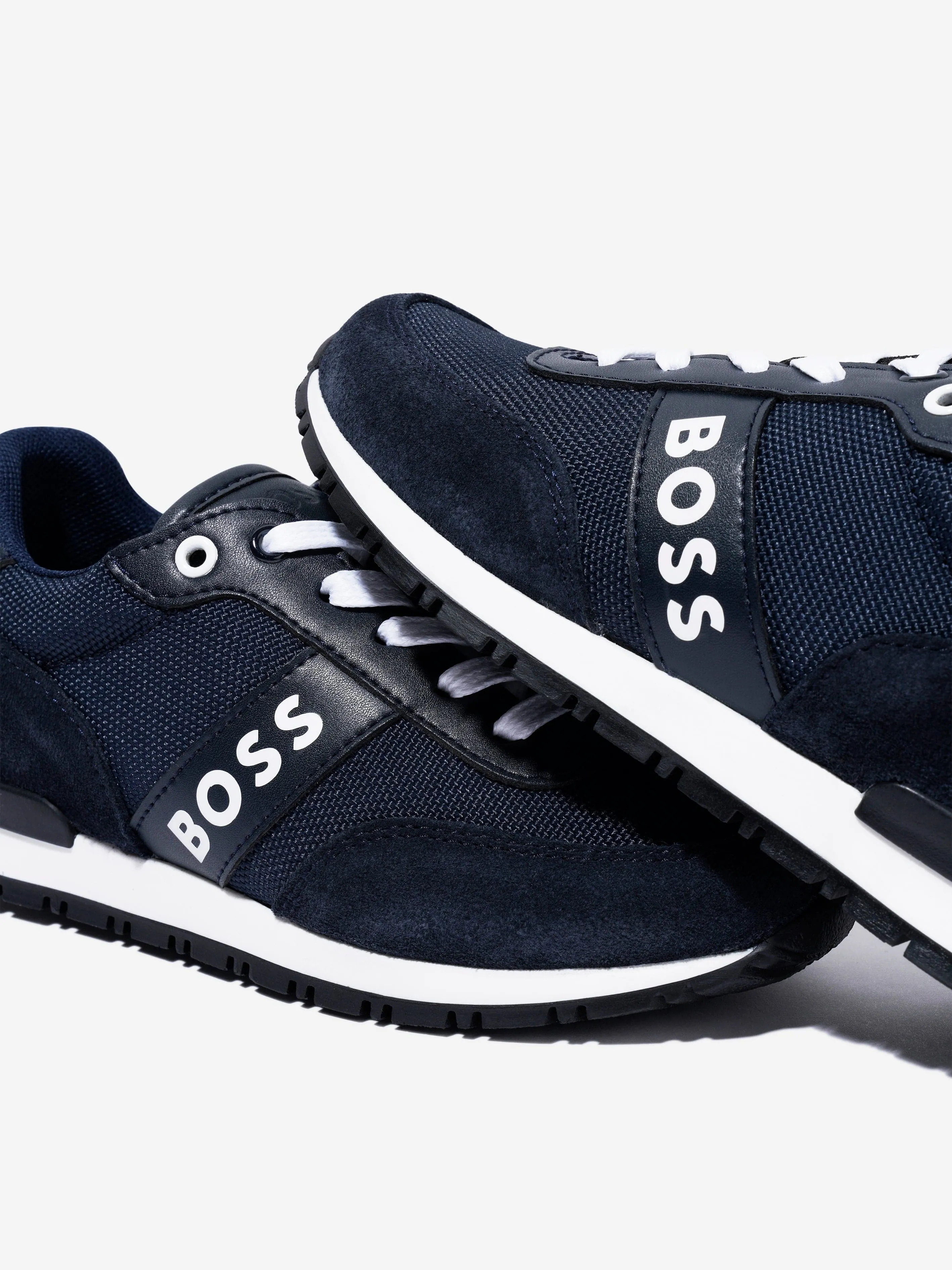 BOSS Boys Retro Runner Trainers in Navy