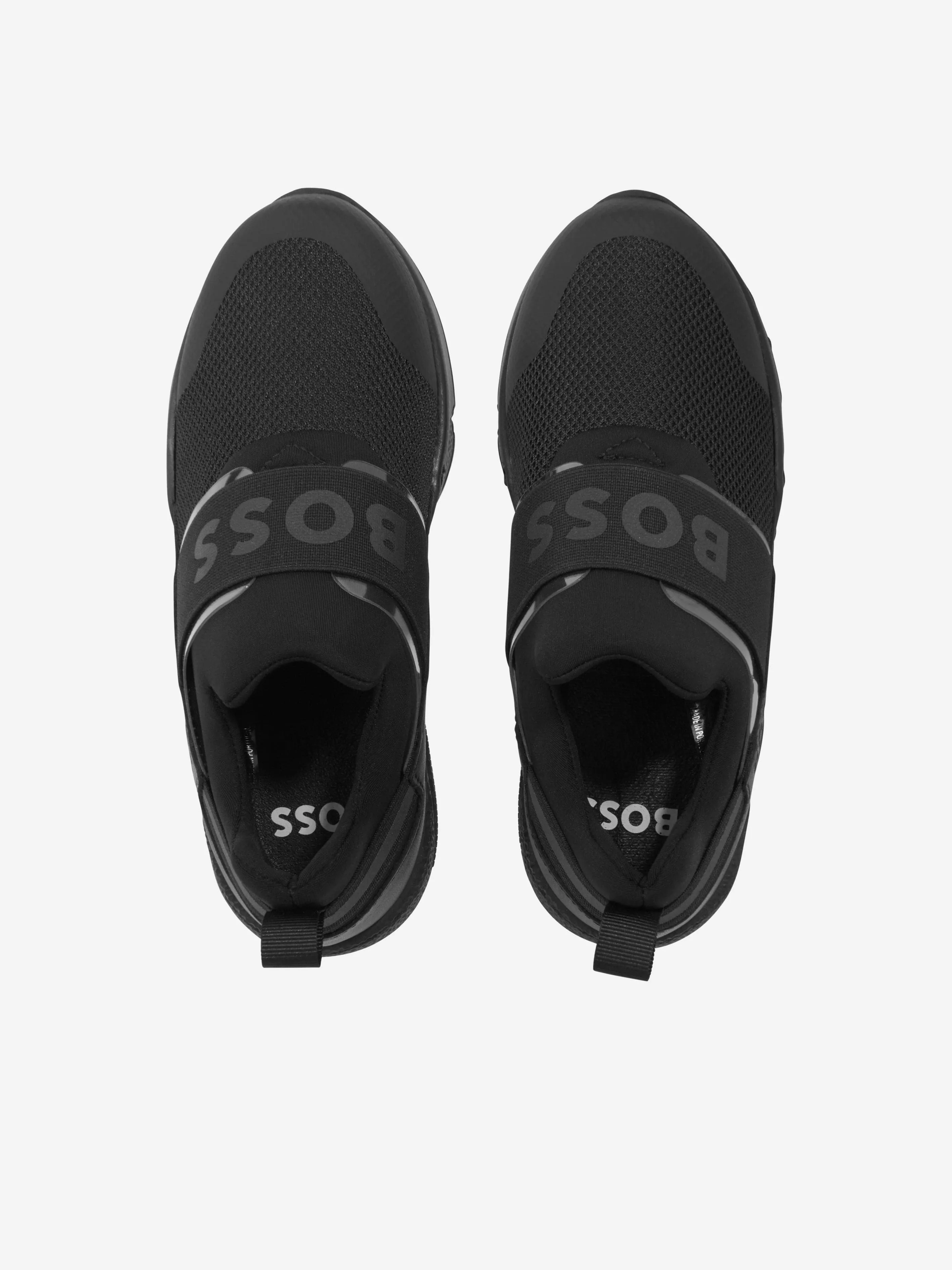 BOSS Boys Slip on Logo Trainers in Black