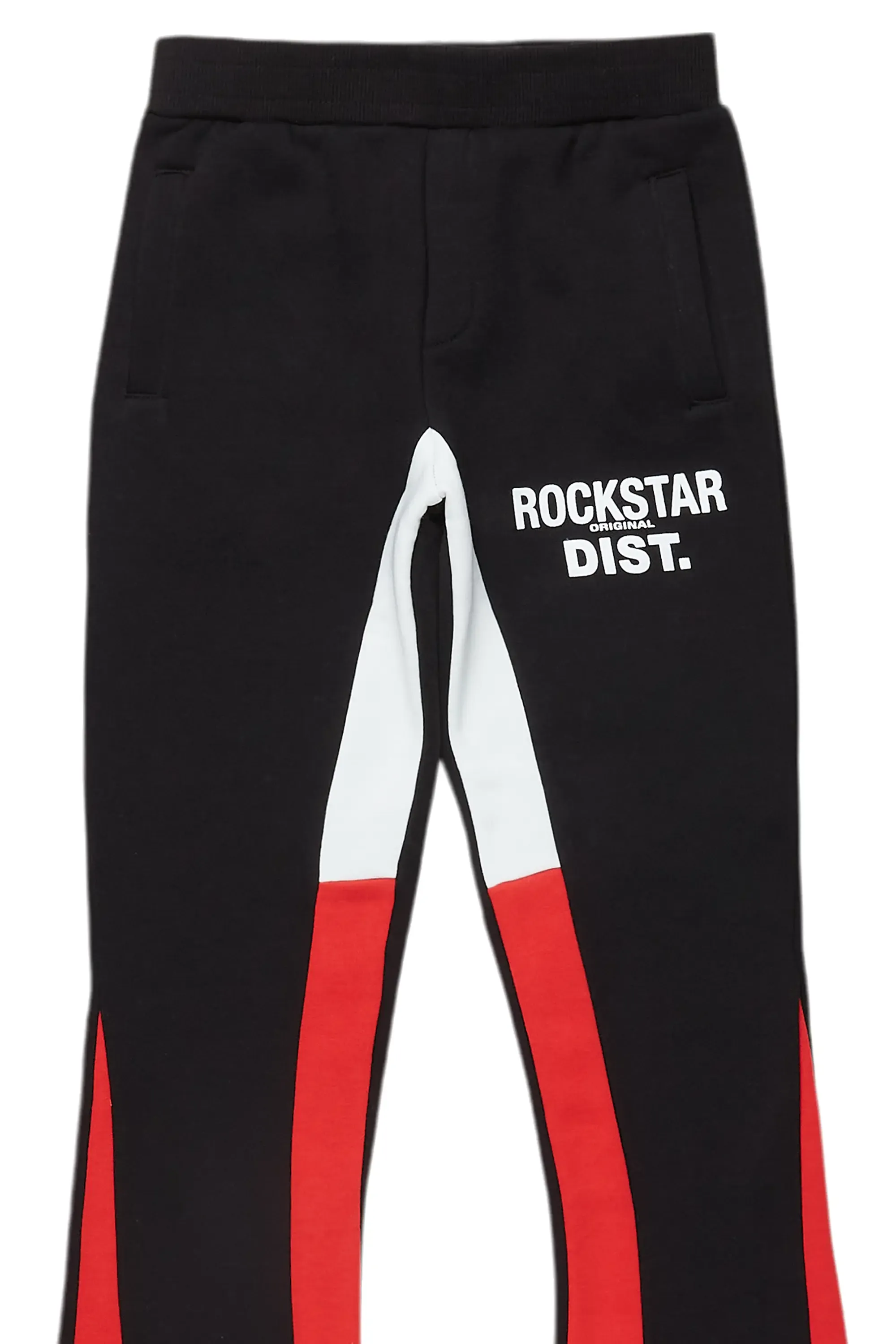 Boys Alpine Black/Red Stacked Trackpant