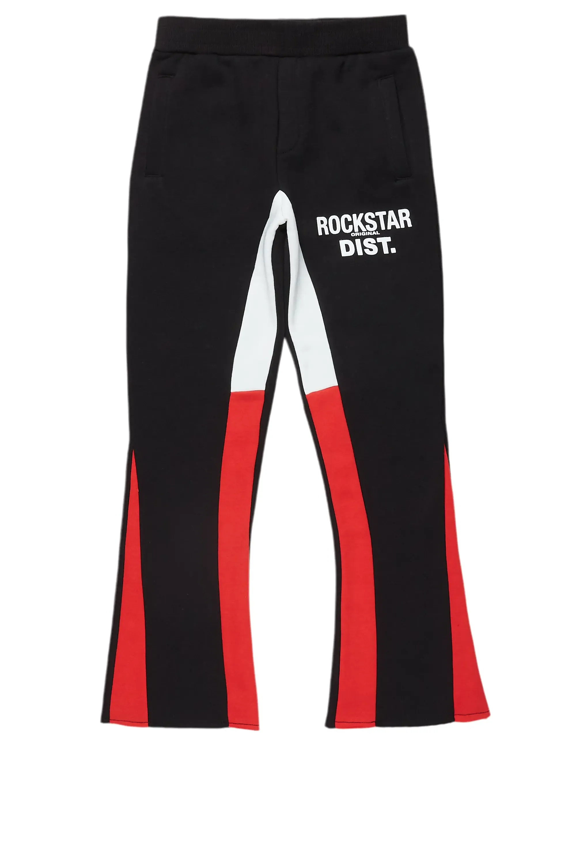 Boys Alpine Black/Red Stacked Trackpant