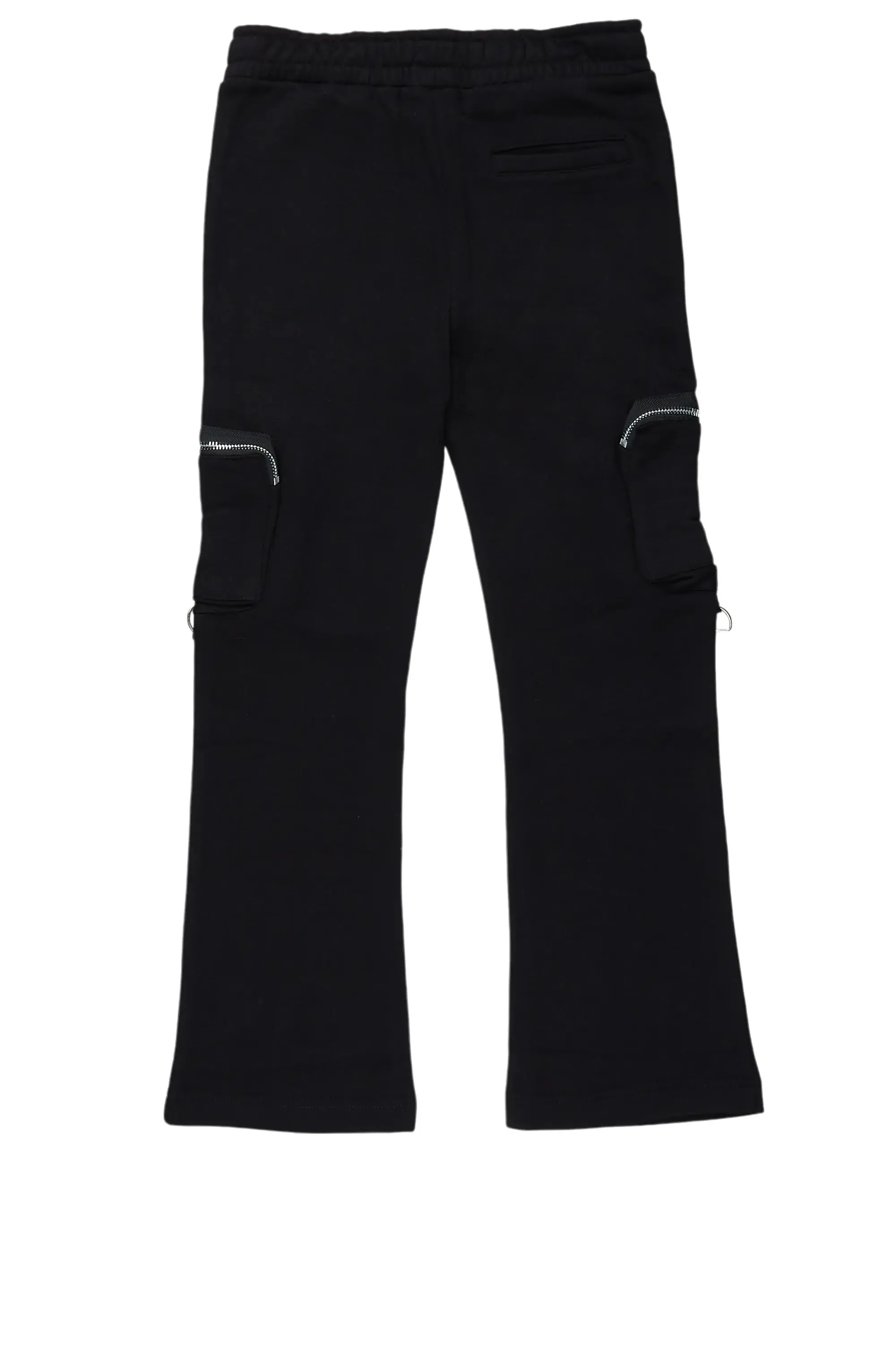 Boys Colin Black Stacked Flare Track Pants