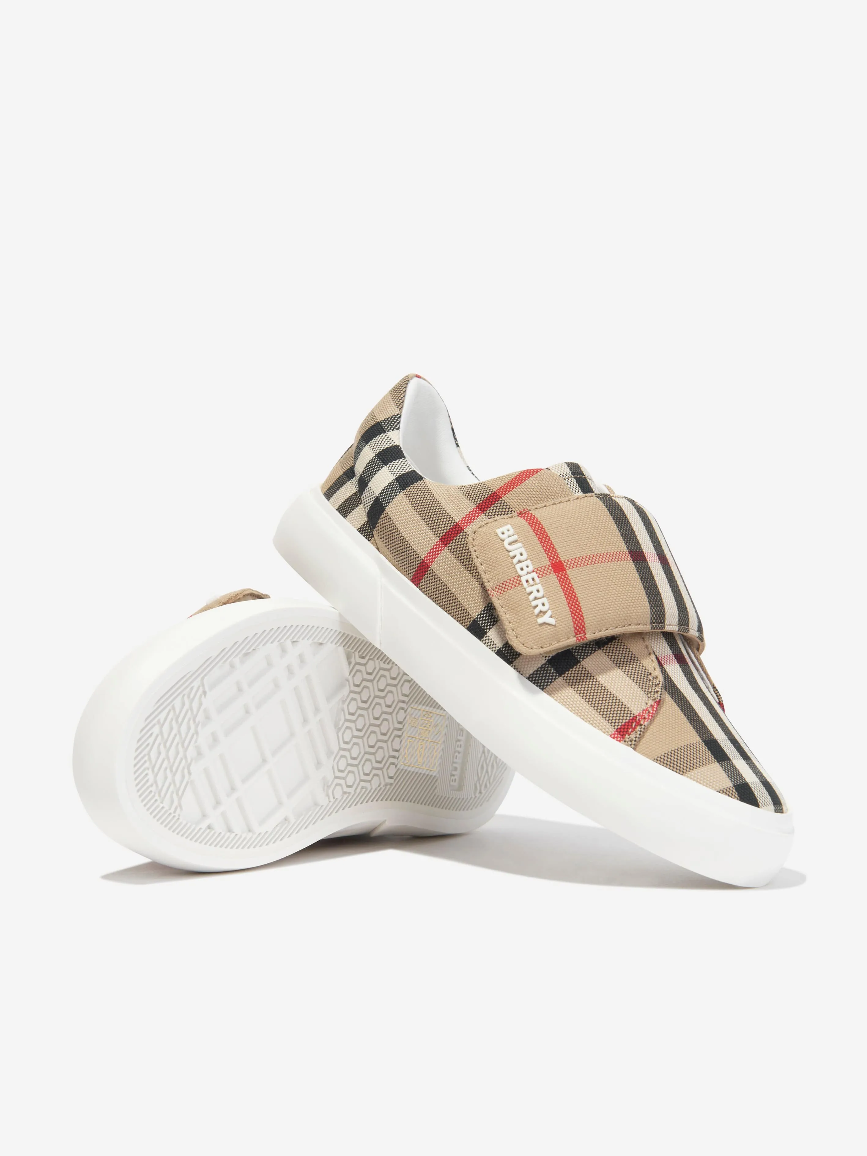 Burberry Kids James Trainers in Archive Beige Check