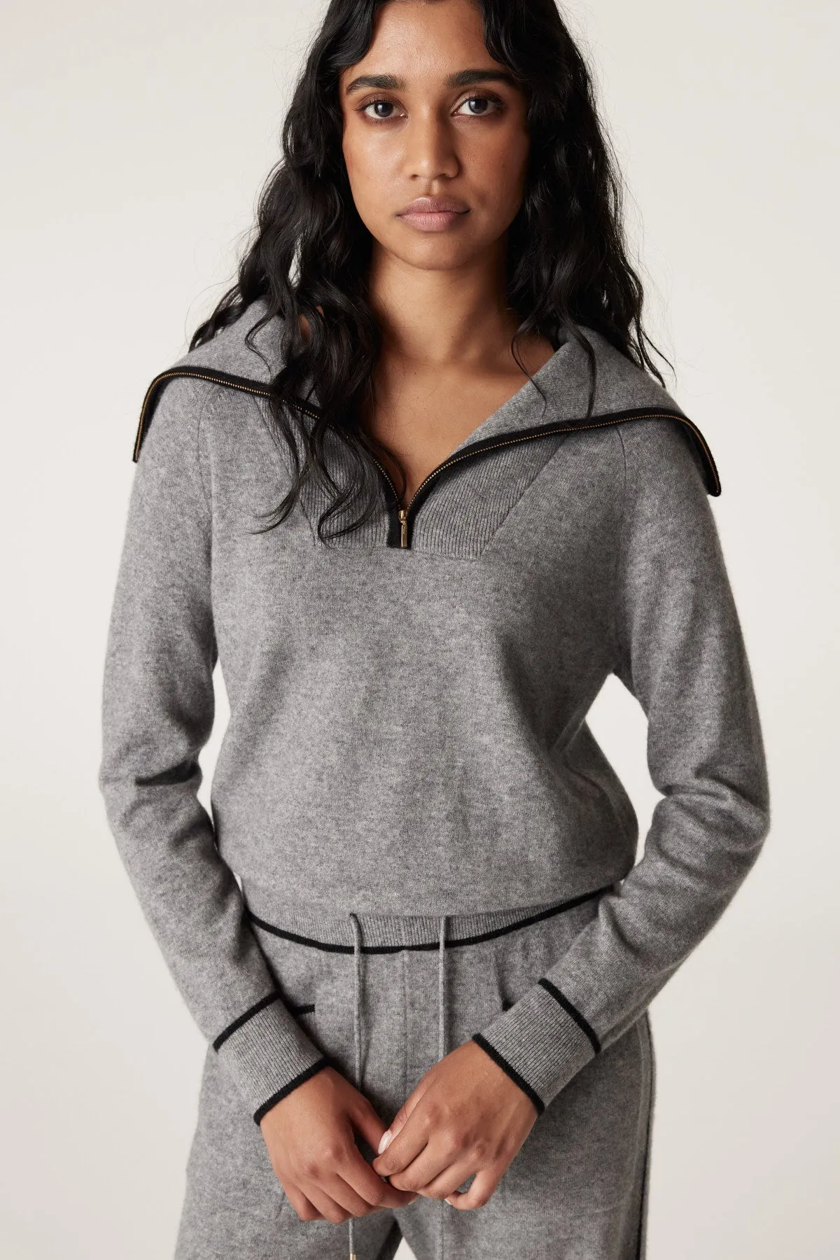 Cashwool Track Jumper - Grey