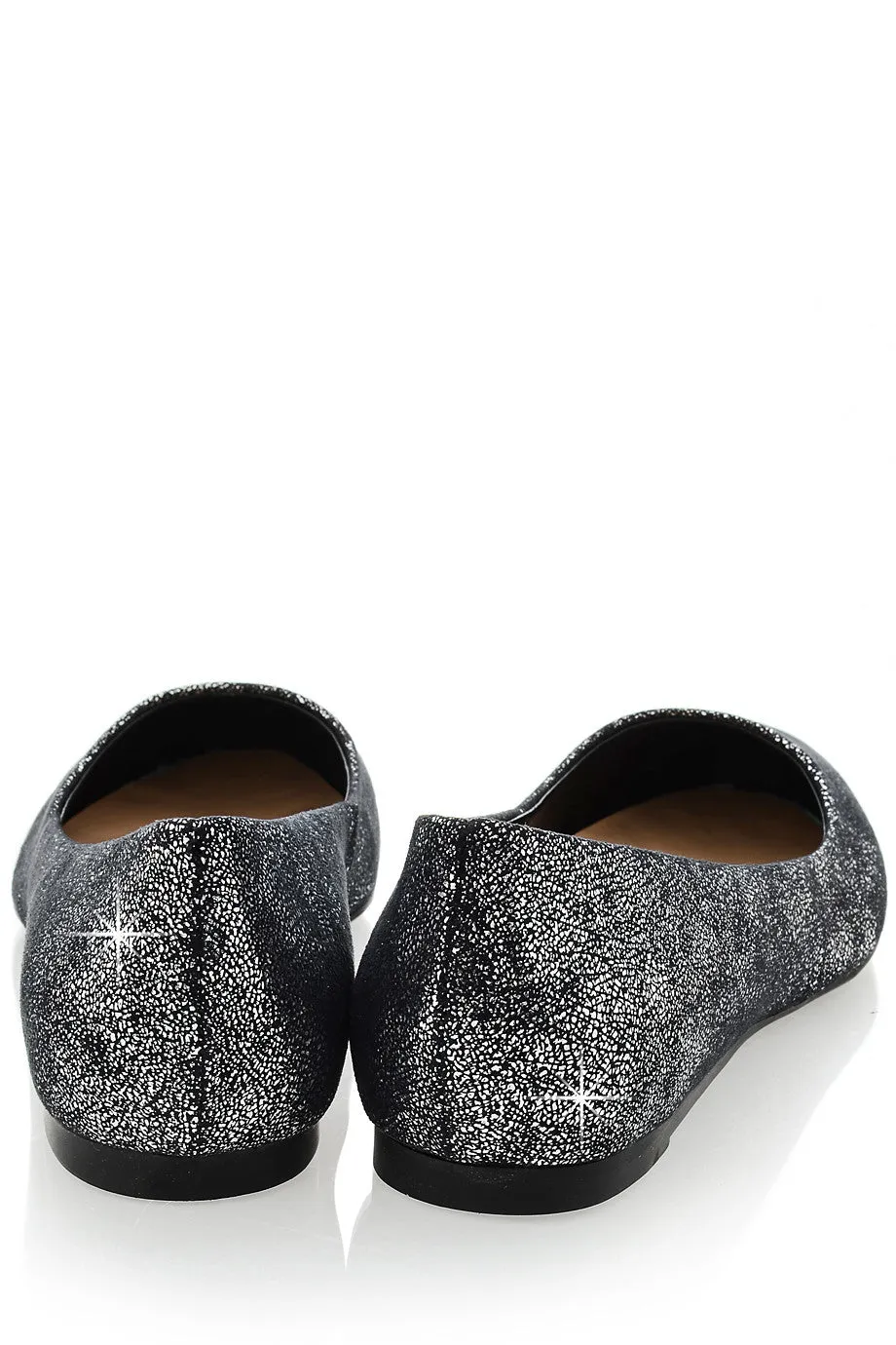 CECCONELLO LEELA Silver Crackled Ballerinas