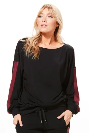 CHICHI Active Mandy Track Sweatshirt - Black/Burgundy