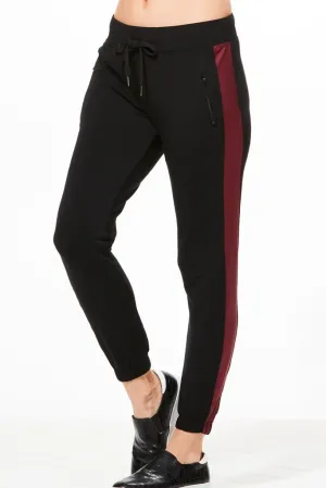 CHICHI Active Zoe Track Jogger - Black/Burgundy