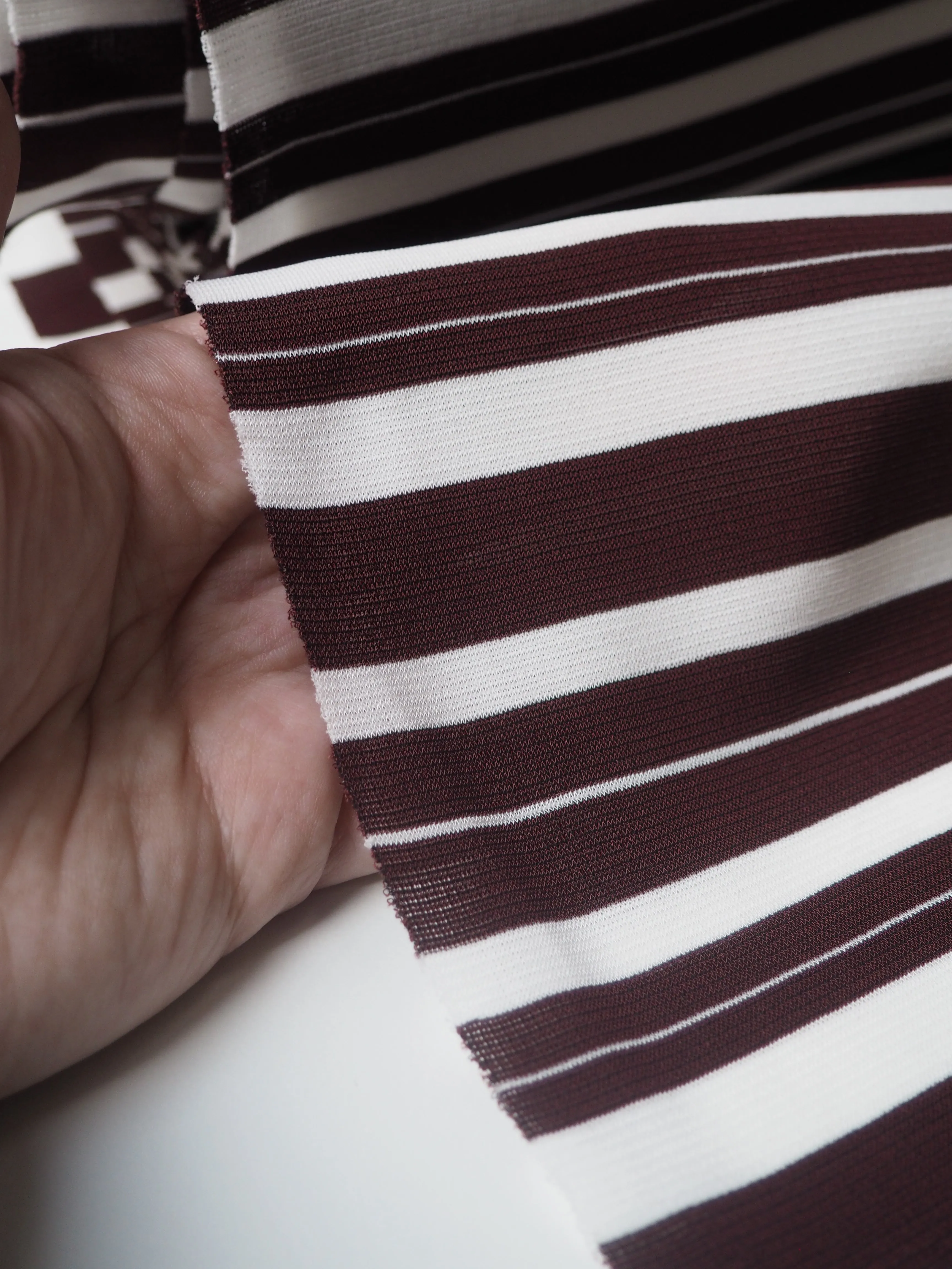 Chocolate Stripe Interlock Jersey