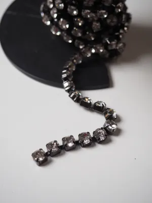 Clear Crystal   Black Metal Cup Chain - 5mm